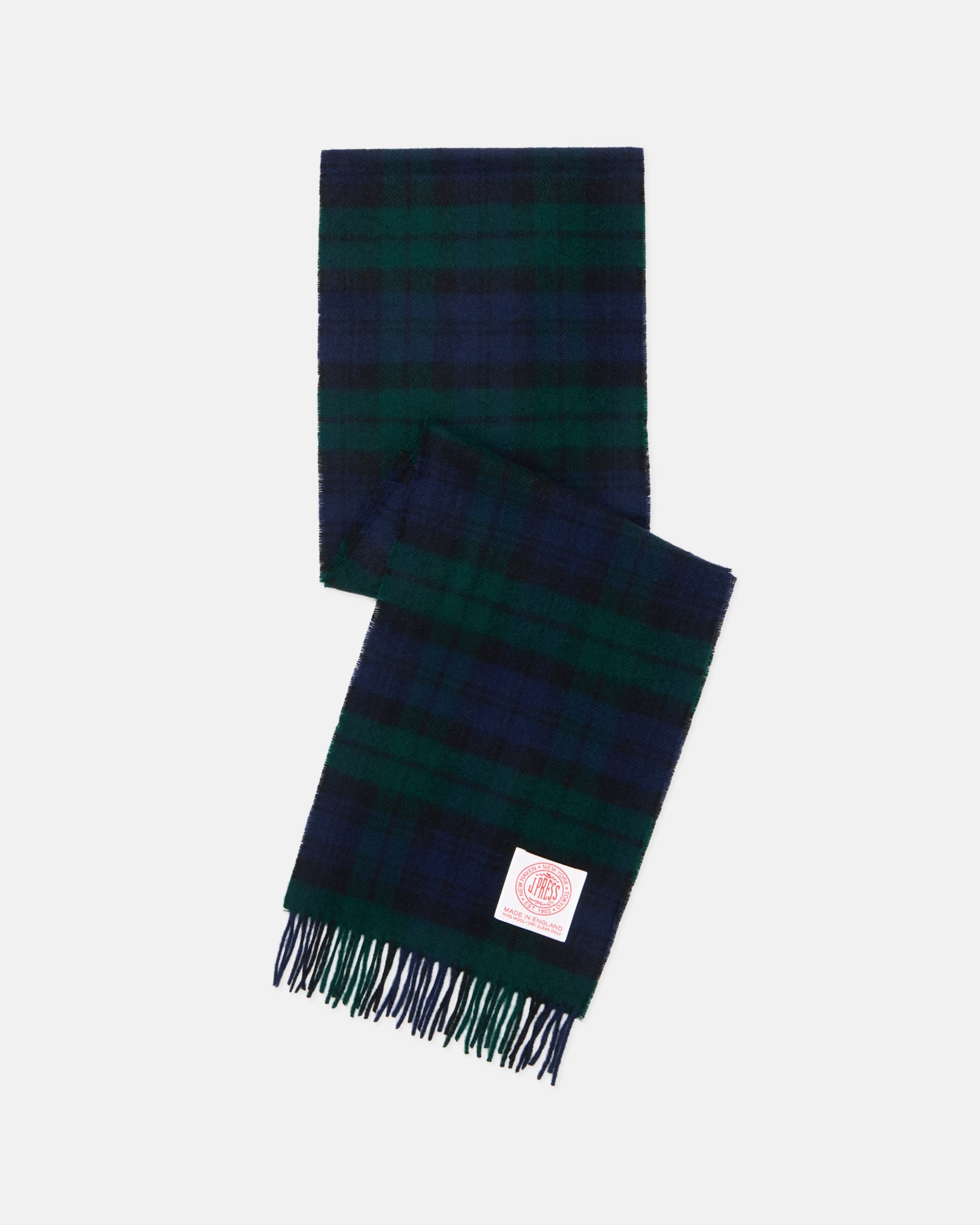 Made-in-England Blackwatch Tartan Merino Wool Scarf