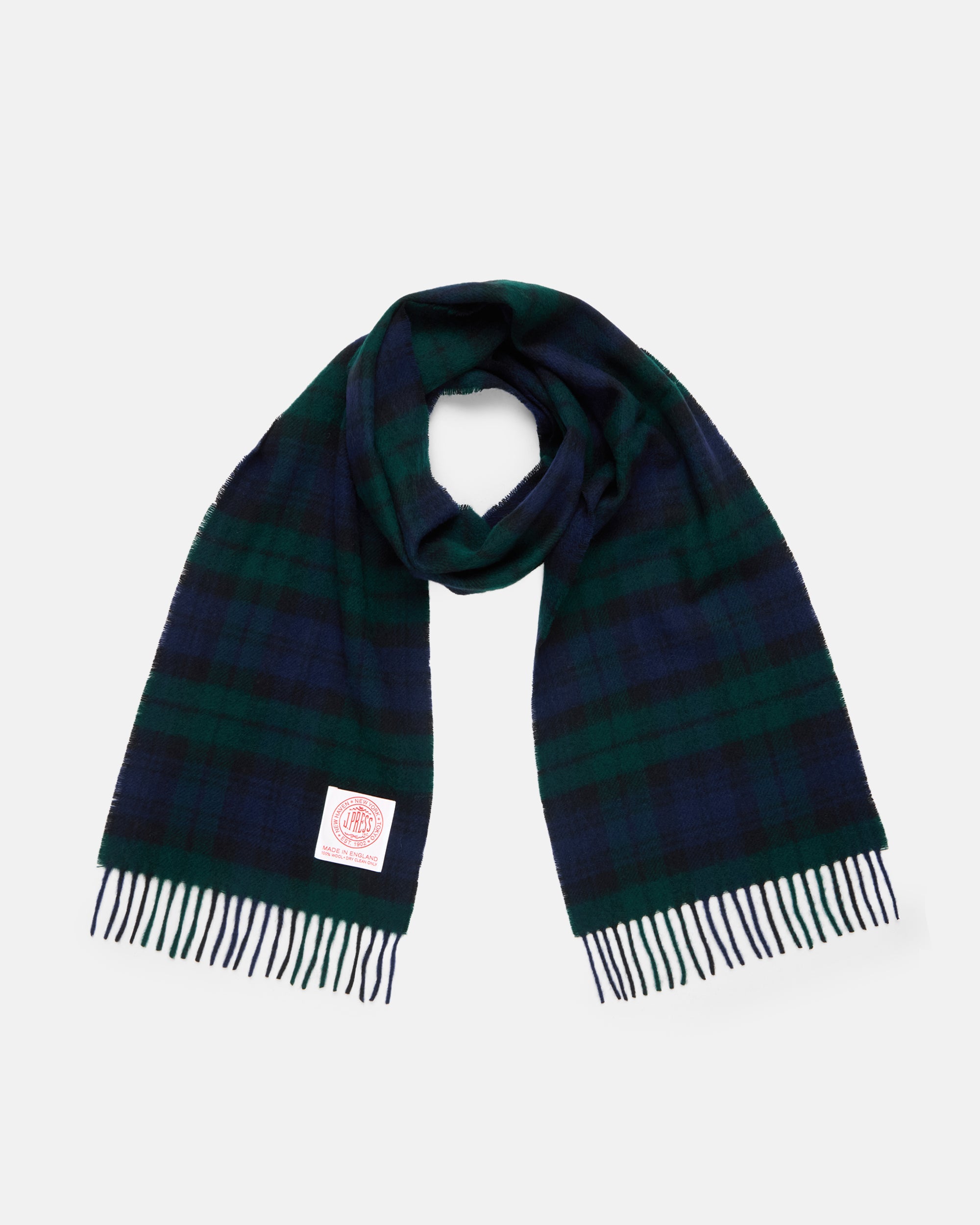 Made-in-England Blackwatch Tartan Merino Wool Scarf