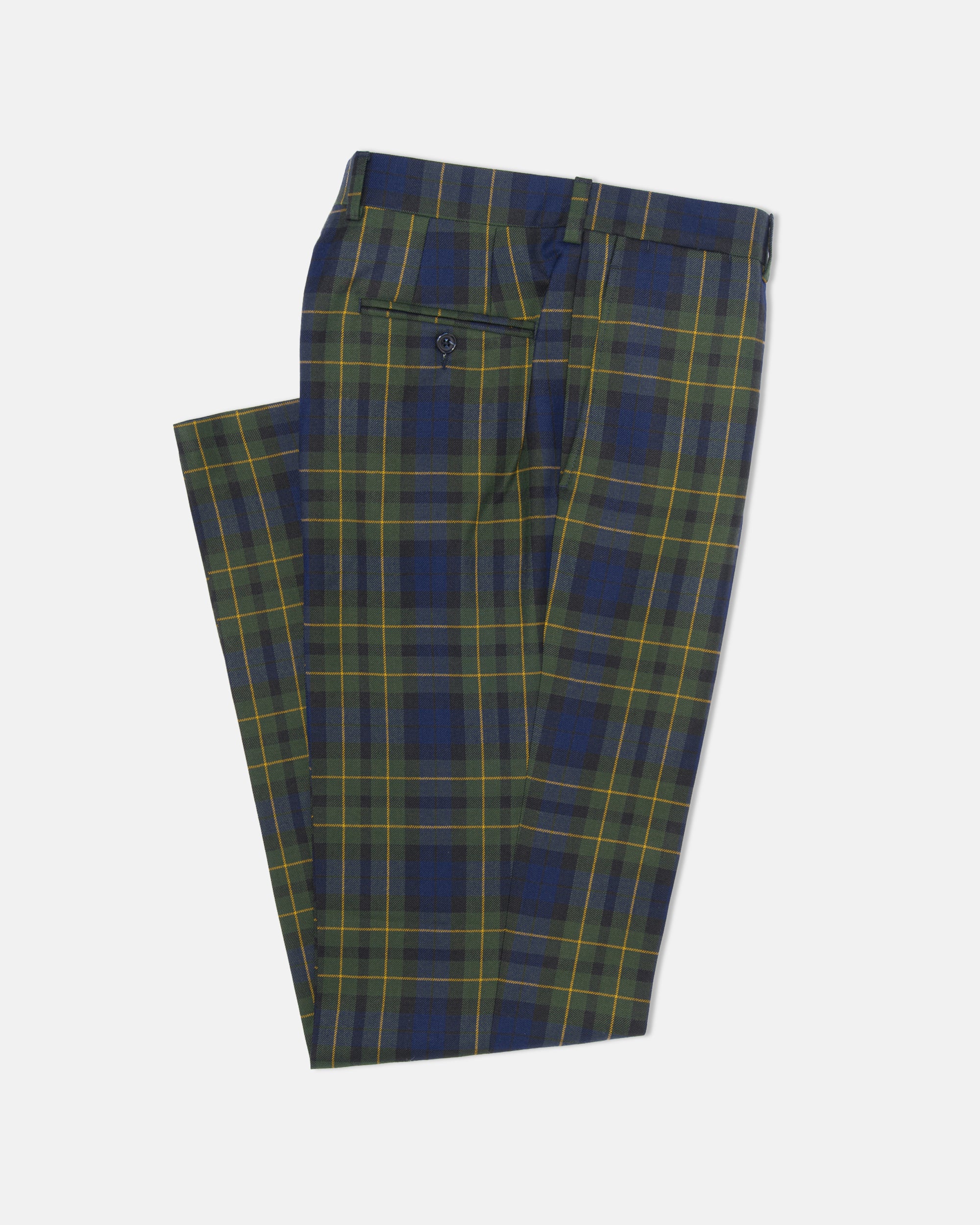 Made-In-Canada Moss Green Tartan Wool Trouser