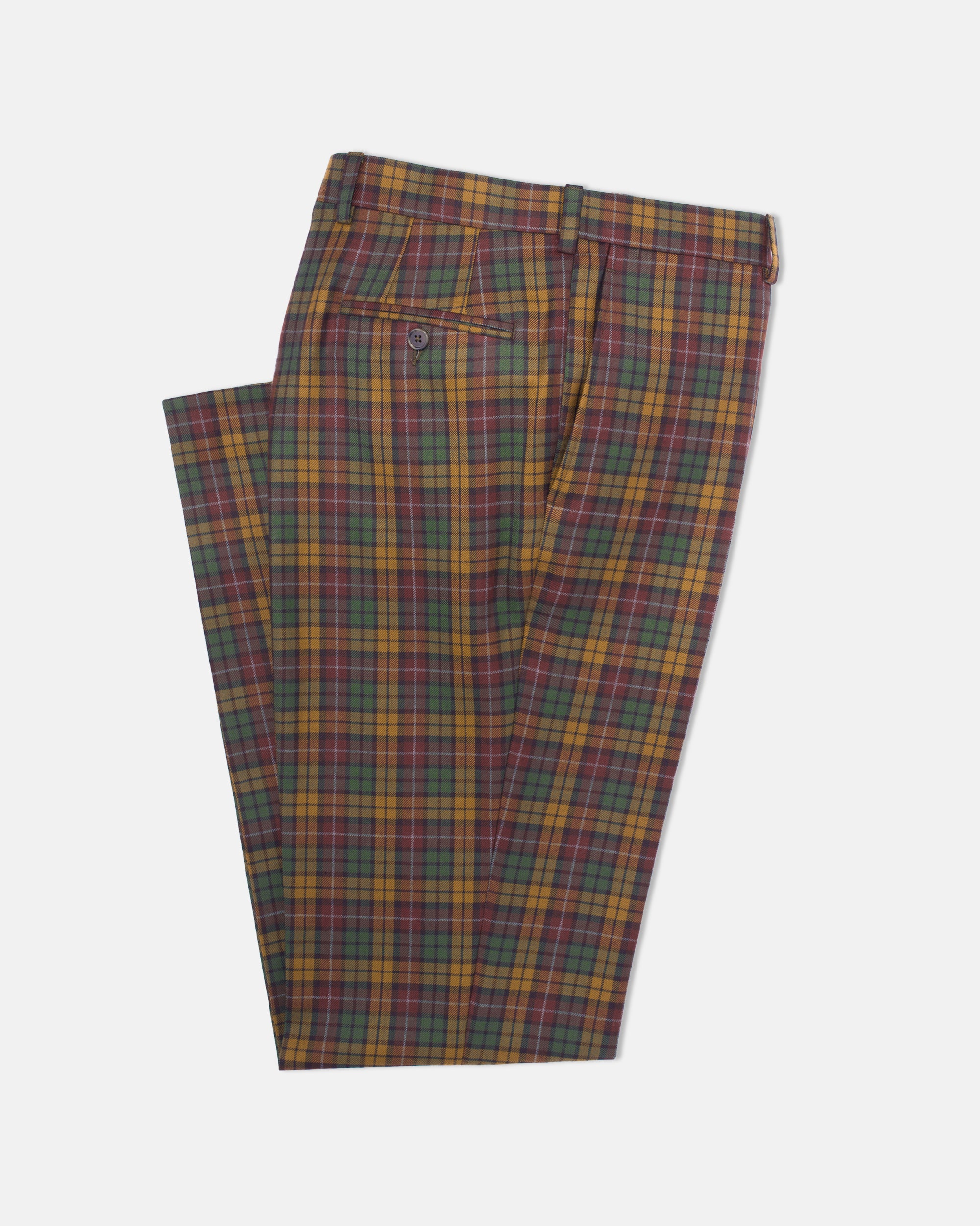 Made-in-Canada Red, Gold & Green Tartan Wool Trouser