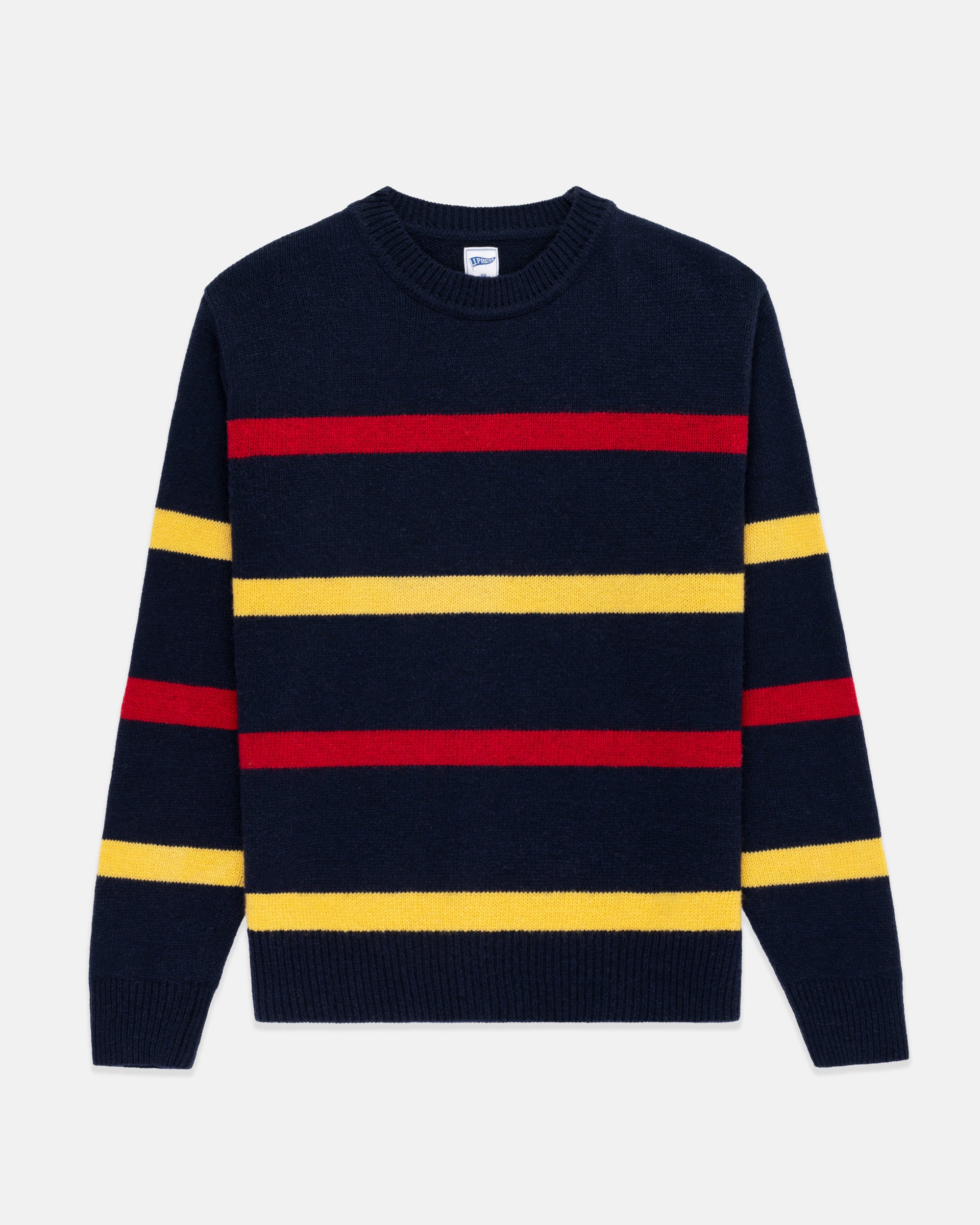Bar Stripe Wool Crewneck Sweater - Trim Fit