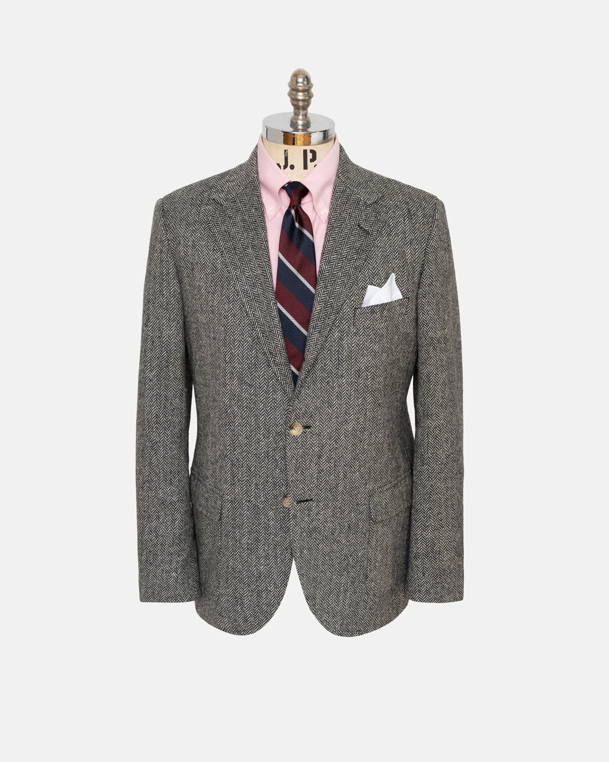 Black White Herringbone Sport Coat - Trim Fit