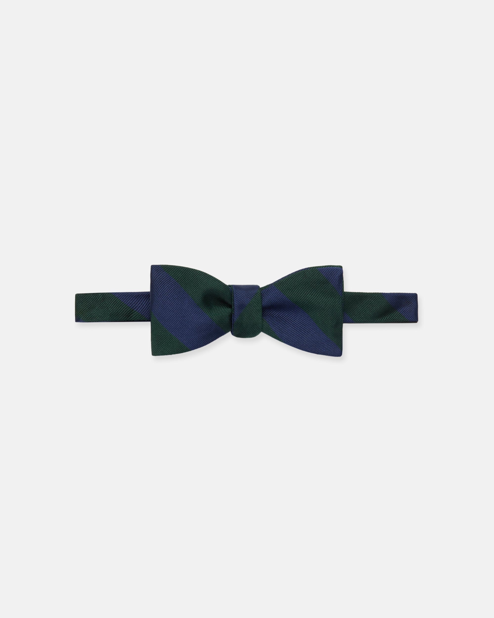Made-in-USA Navy & Green Guard Stripe Silk Repp Bow Tie