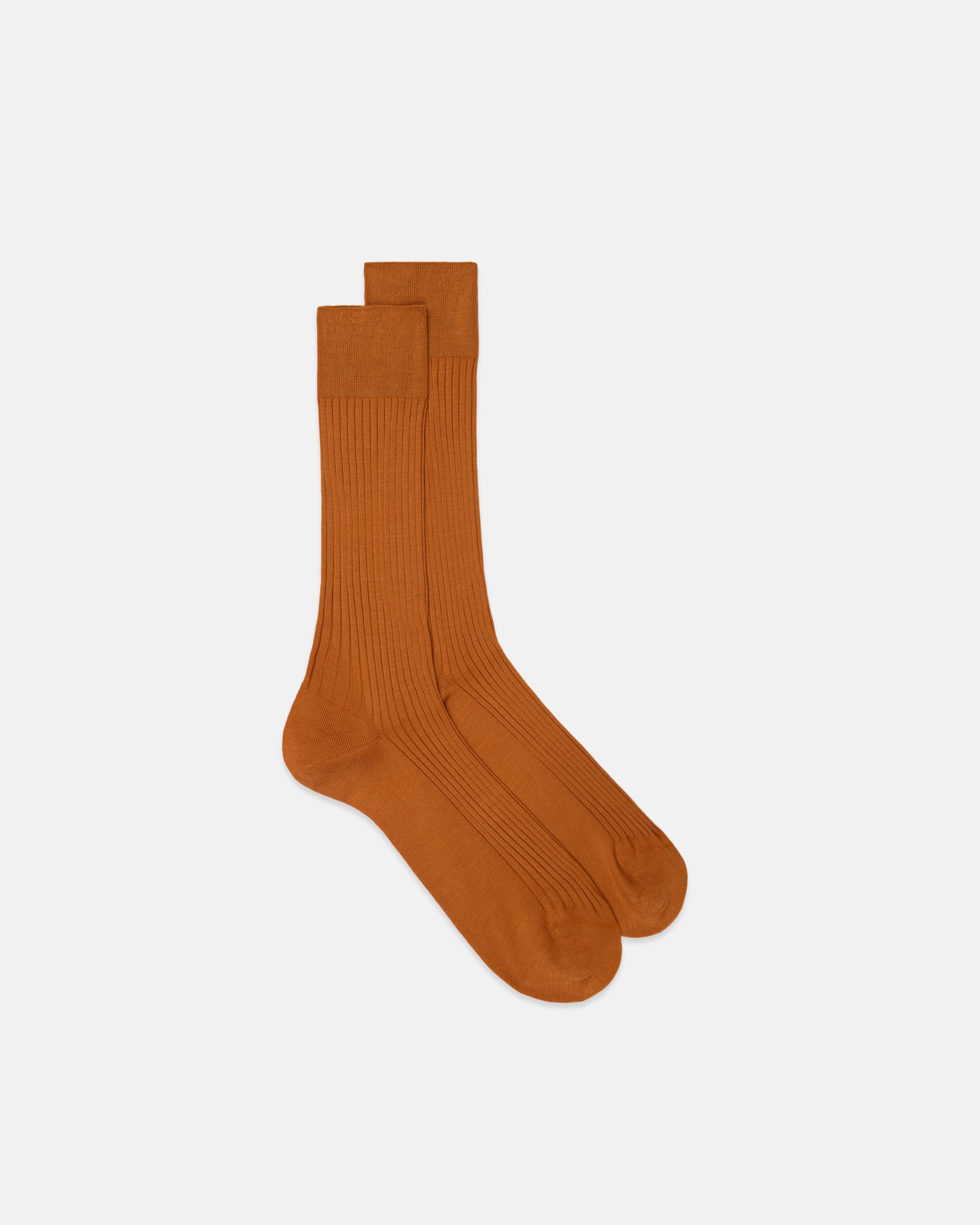 Made-in-England Orange Mid-Calf Ribbed Cotton Socks