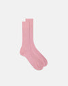 Made-in-England Pink Mid-Calf Ribbed Cotton Socks