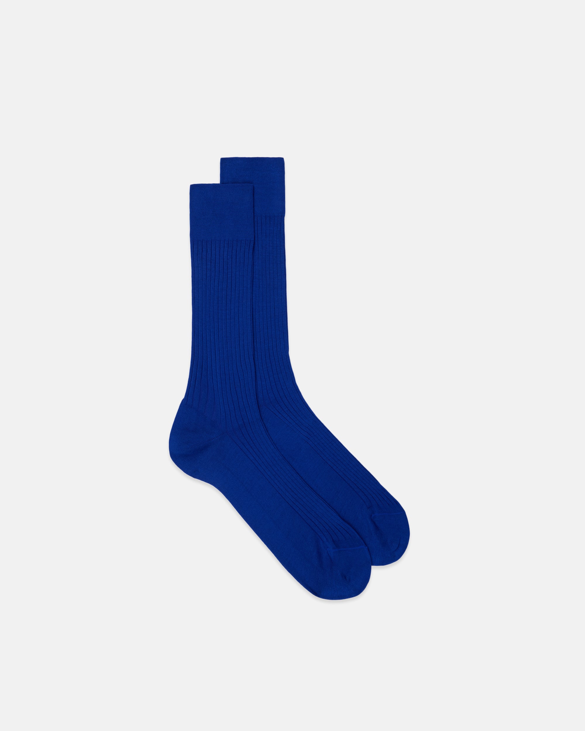 Made-in-England Solid Blue Cotton Socks