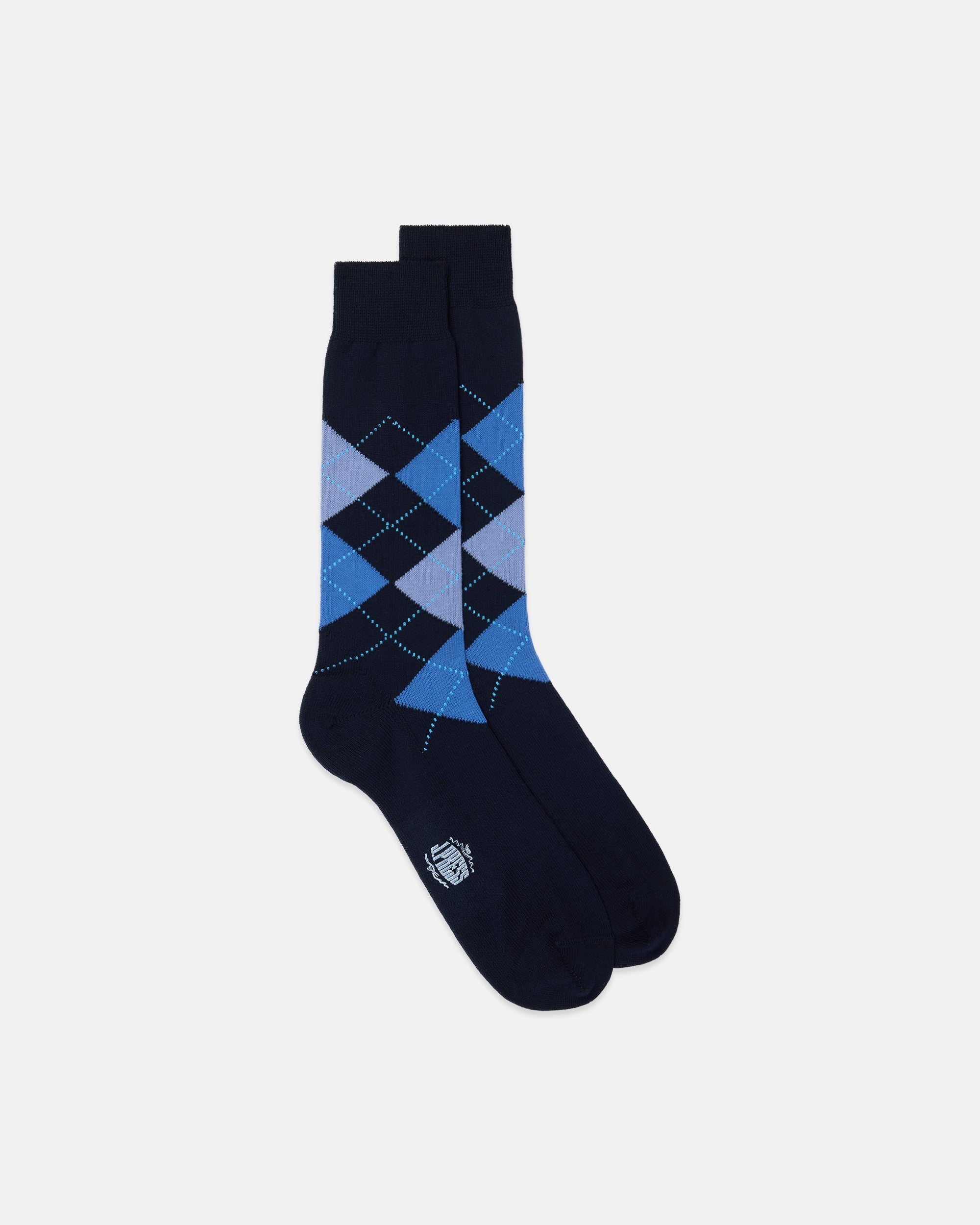 Made-in-Italy Black Argyle Cotton Socks