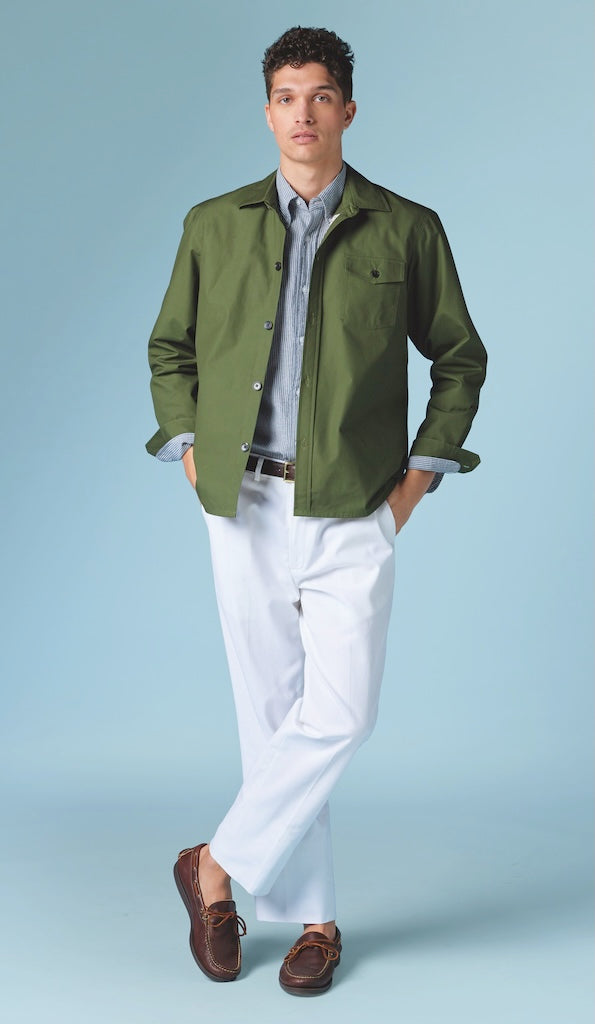 Made-in-England Navy Drywax Cotton Overshirt