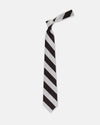 Made-in-USA Brown & Silver Guard Stripe Silk Repp Tie