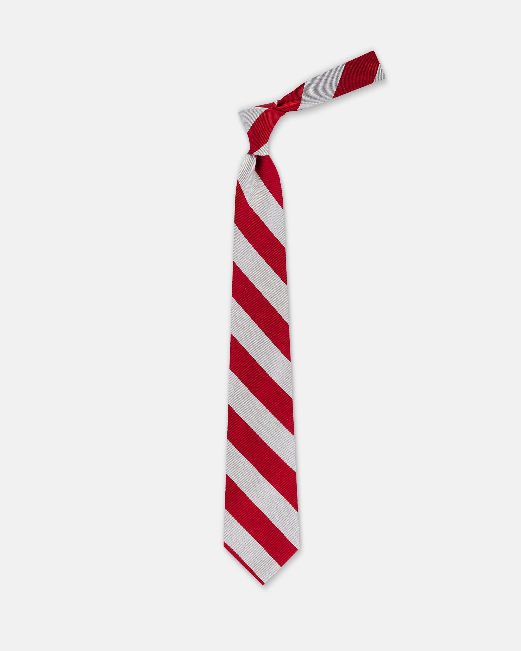 Made-in-USA Red & Silver Guard Stripe Silk Repp Tie