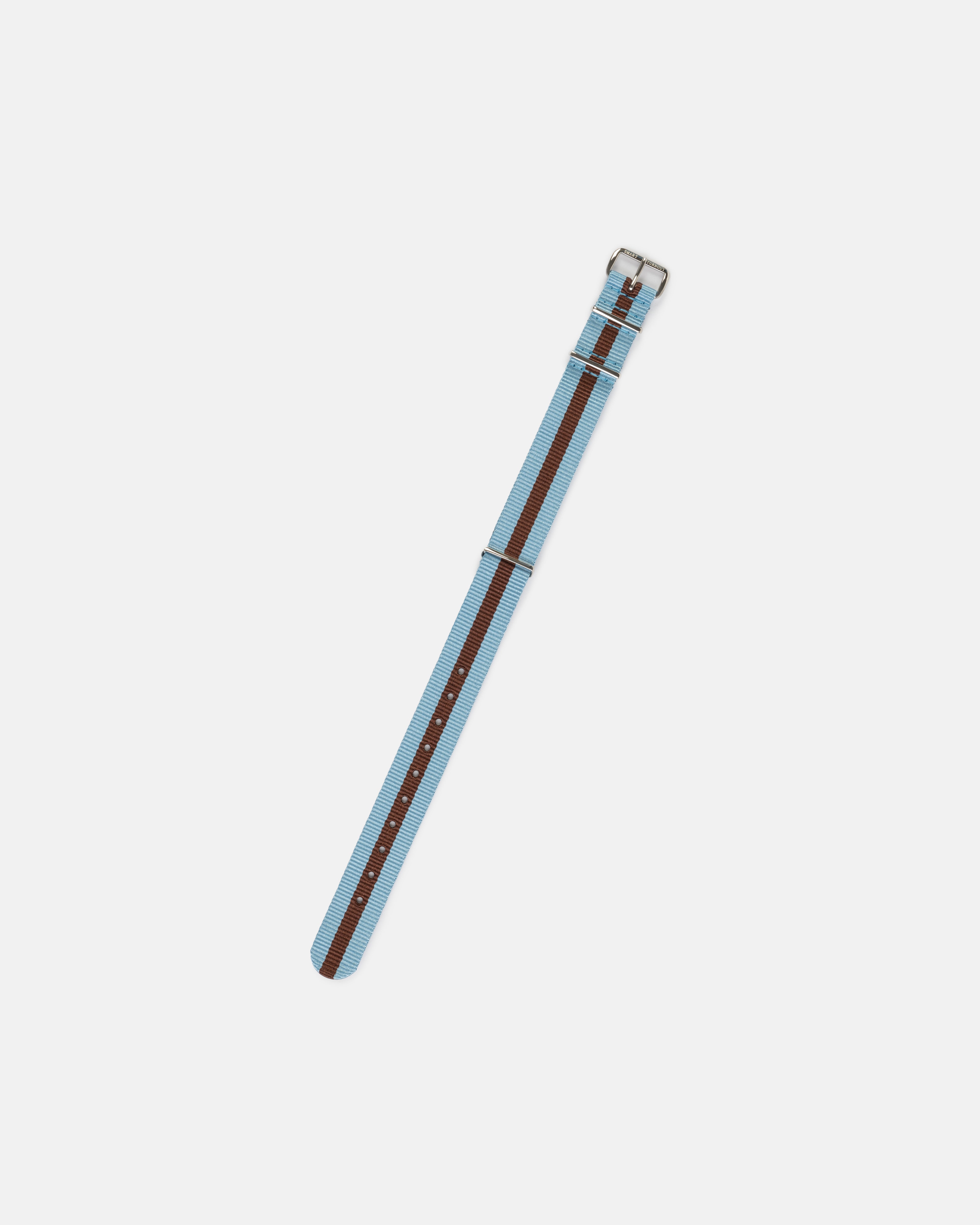 Light Blue & Brown Stripe Nylon Watch Strap