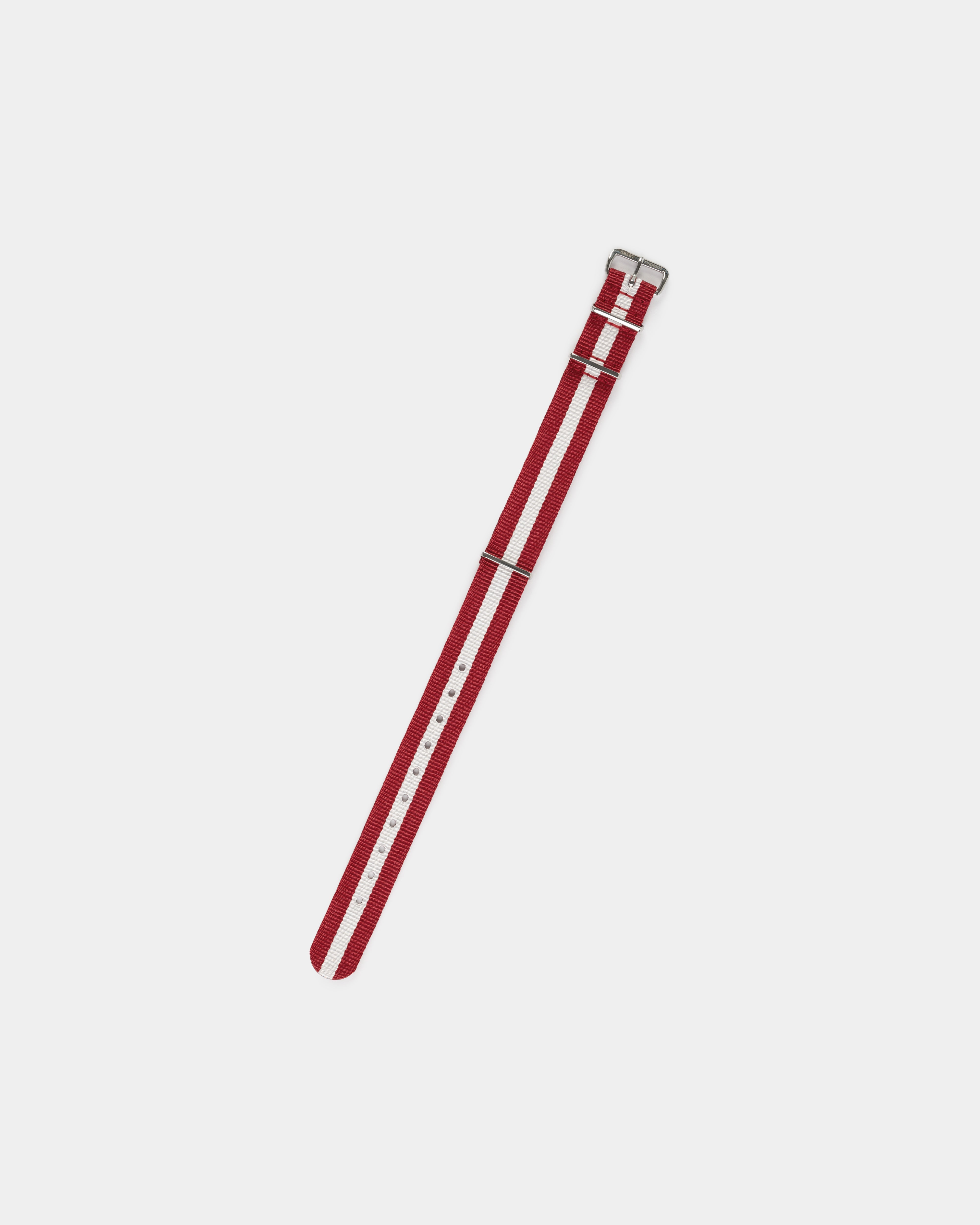 Crimson & White Stripe Nylon Watch Strap