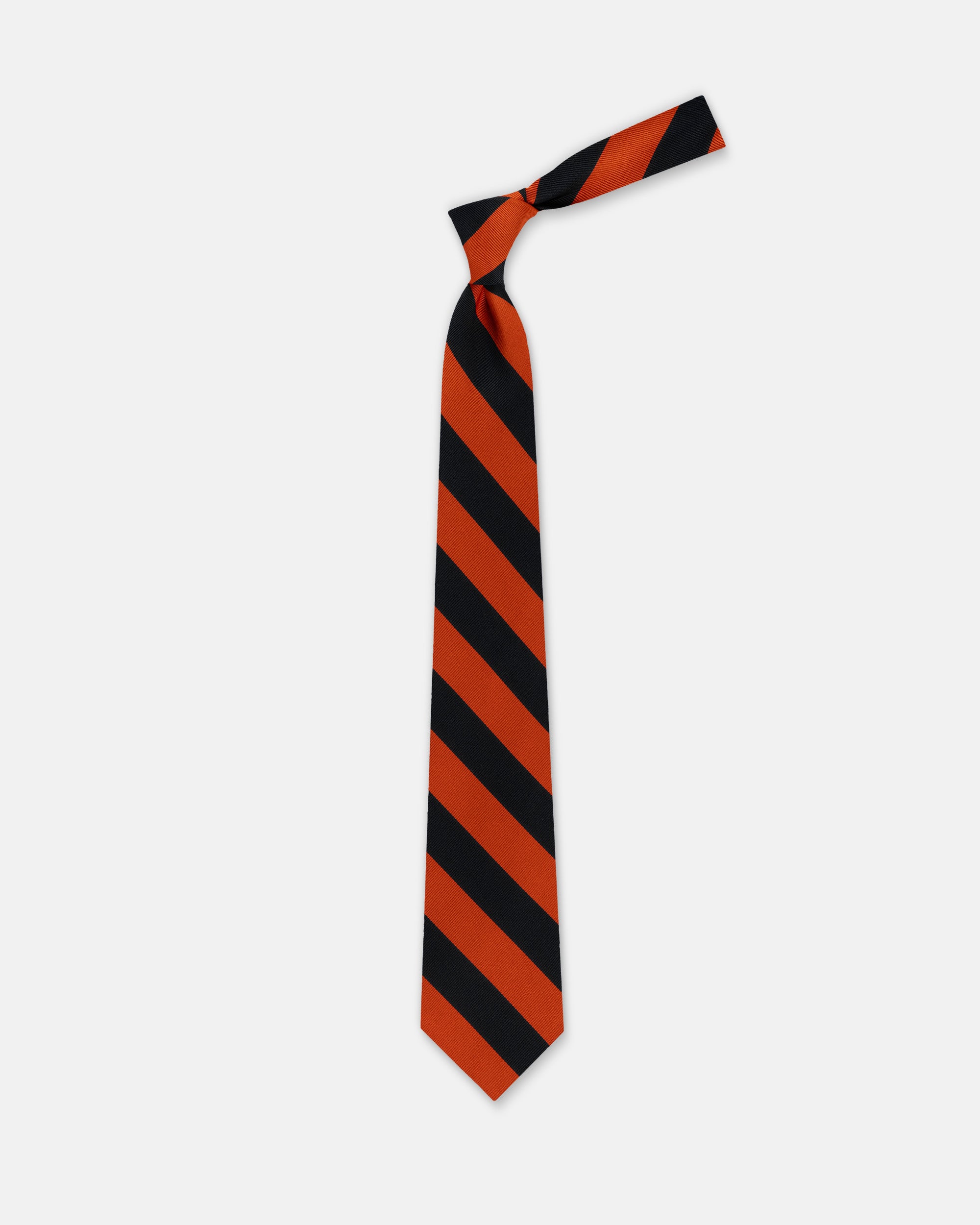 Made-in-USA Black & Orange Guard Stripe Silk Repp Tie