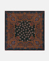 Made-in-England Olive Foulard Silk Pocket Square