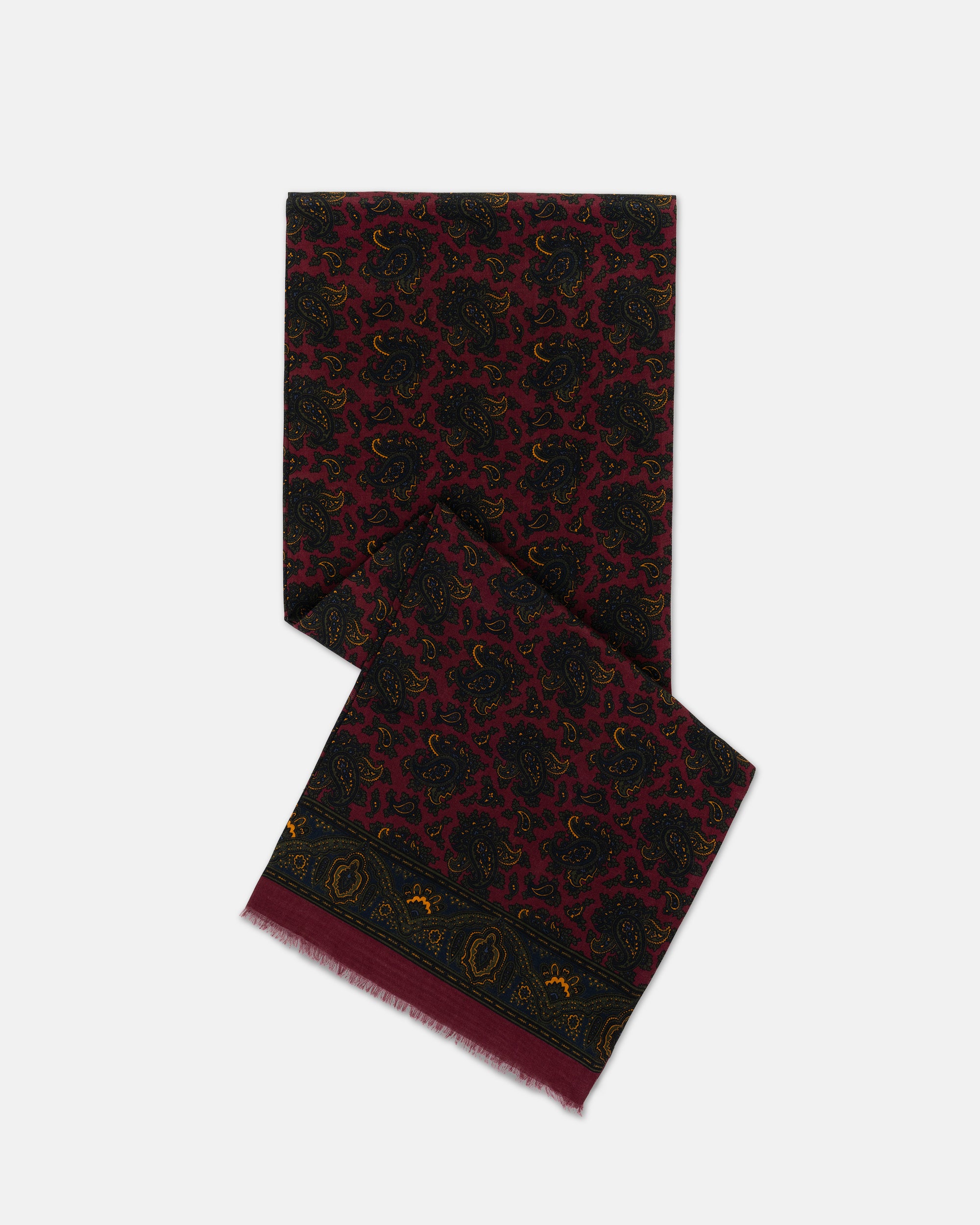 Made-in-England Burgundy Paisley Wool/Silk Scarf