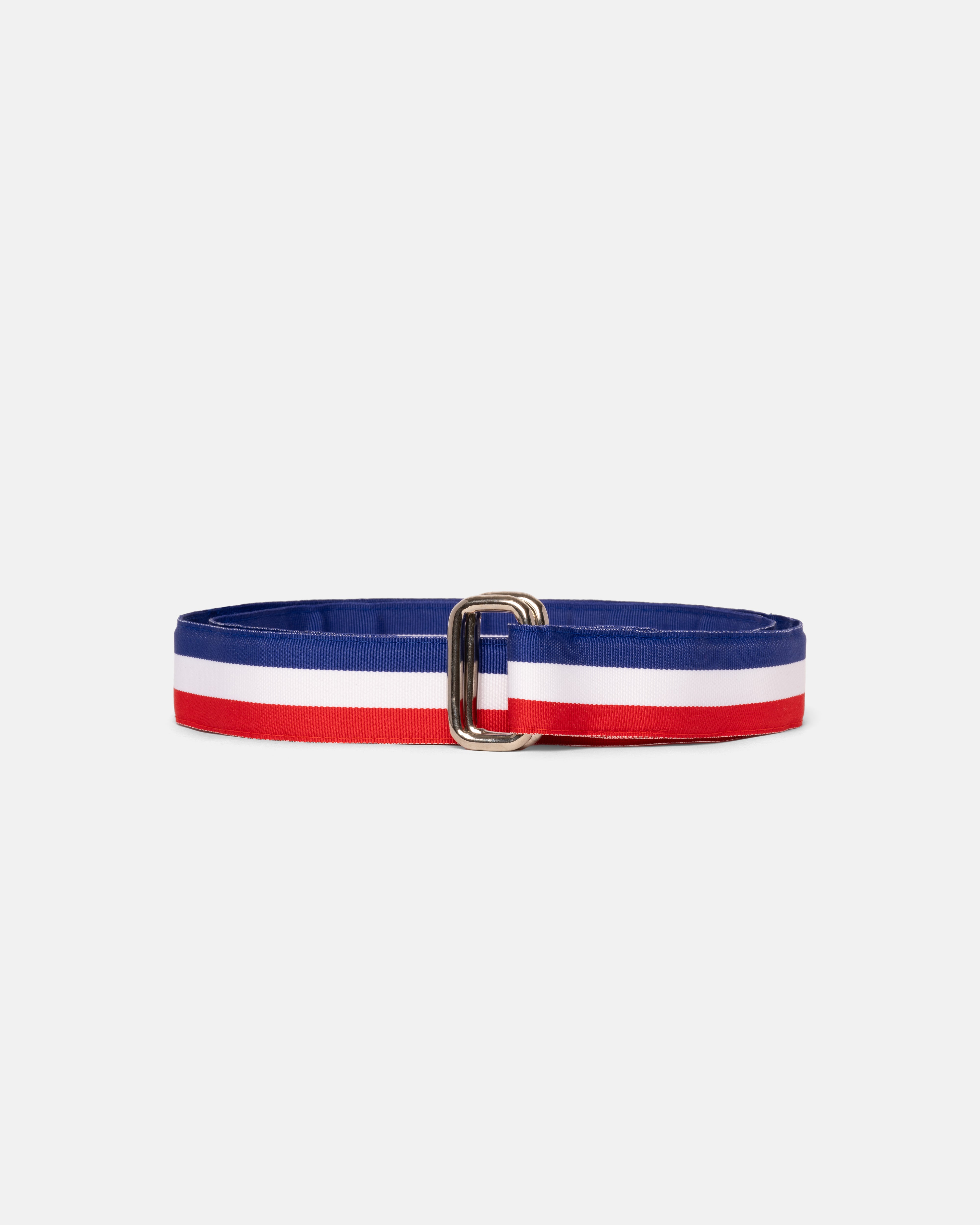 Made-in-USA Red, White & Blue Striped Grosgrain Ribbon Belt