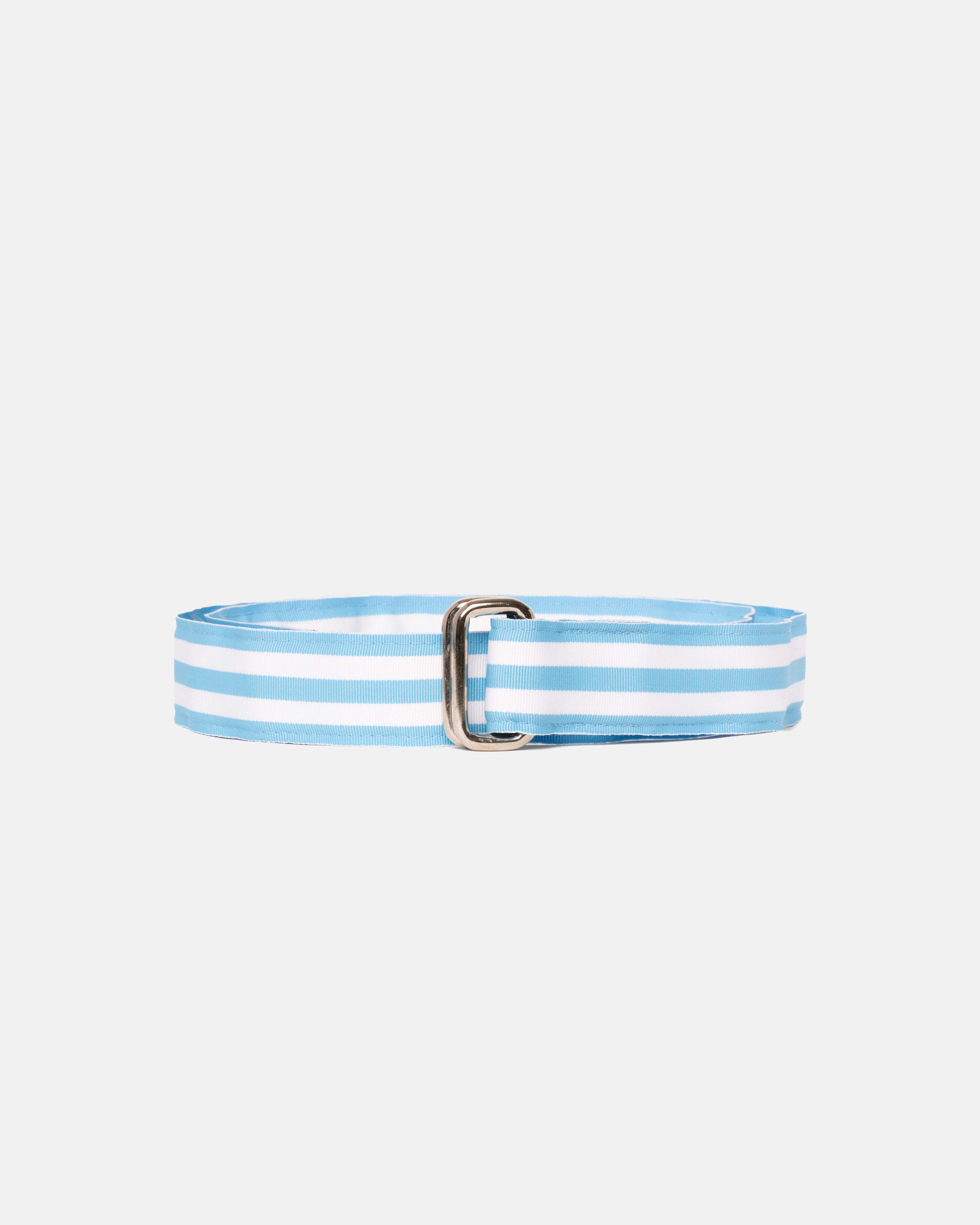 Made-in-USA Light Blue & White Striped Grosgrain Ribbon Belt