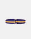Made-in-USA Purple & Gold Striped Grosgrain Ribbon Belt