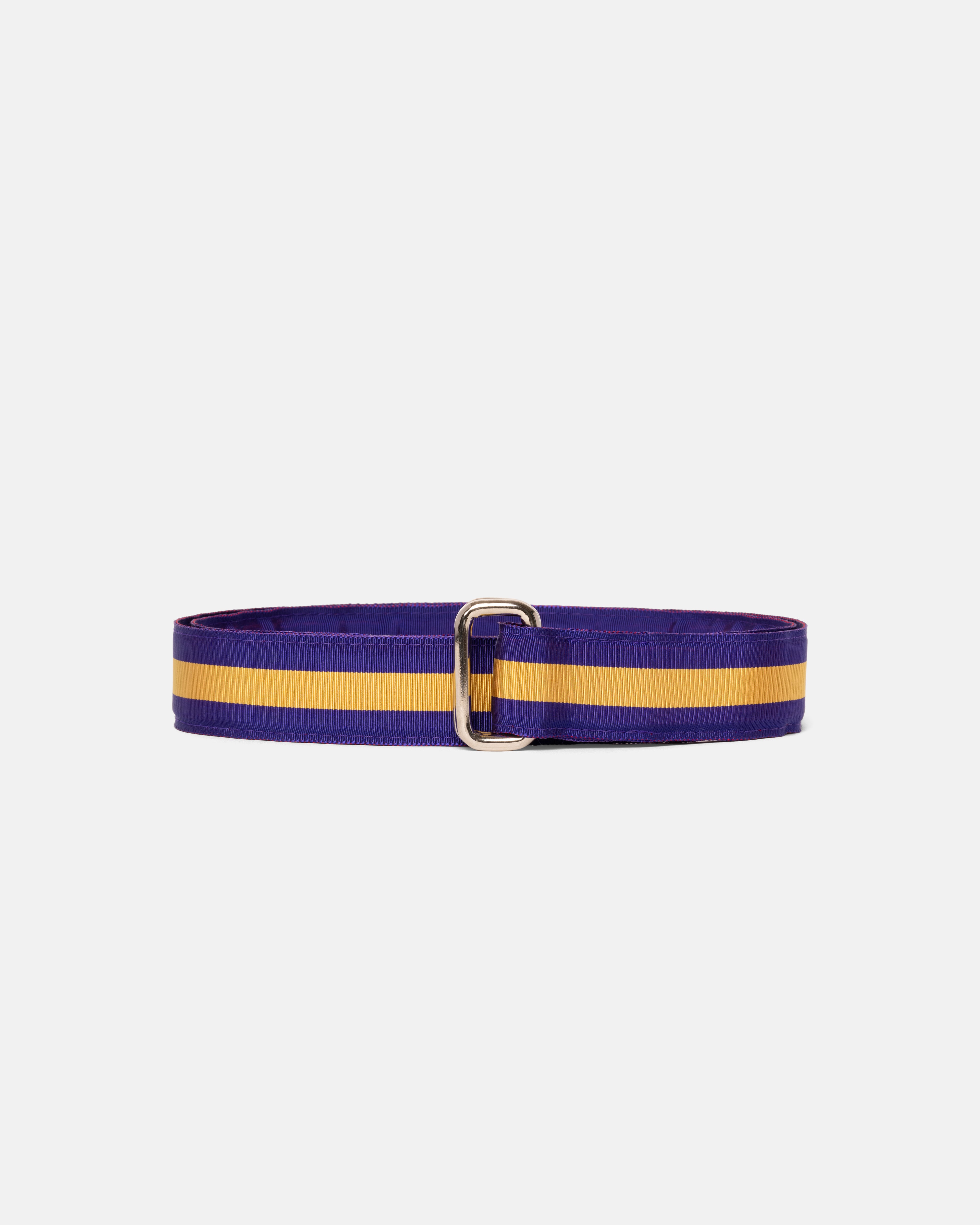 Made-in-USA Purple & Gold Striped Grosgrain Ribbon Belt