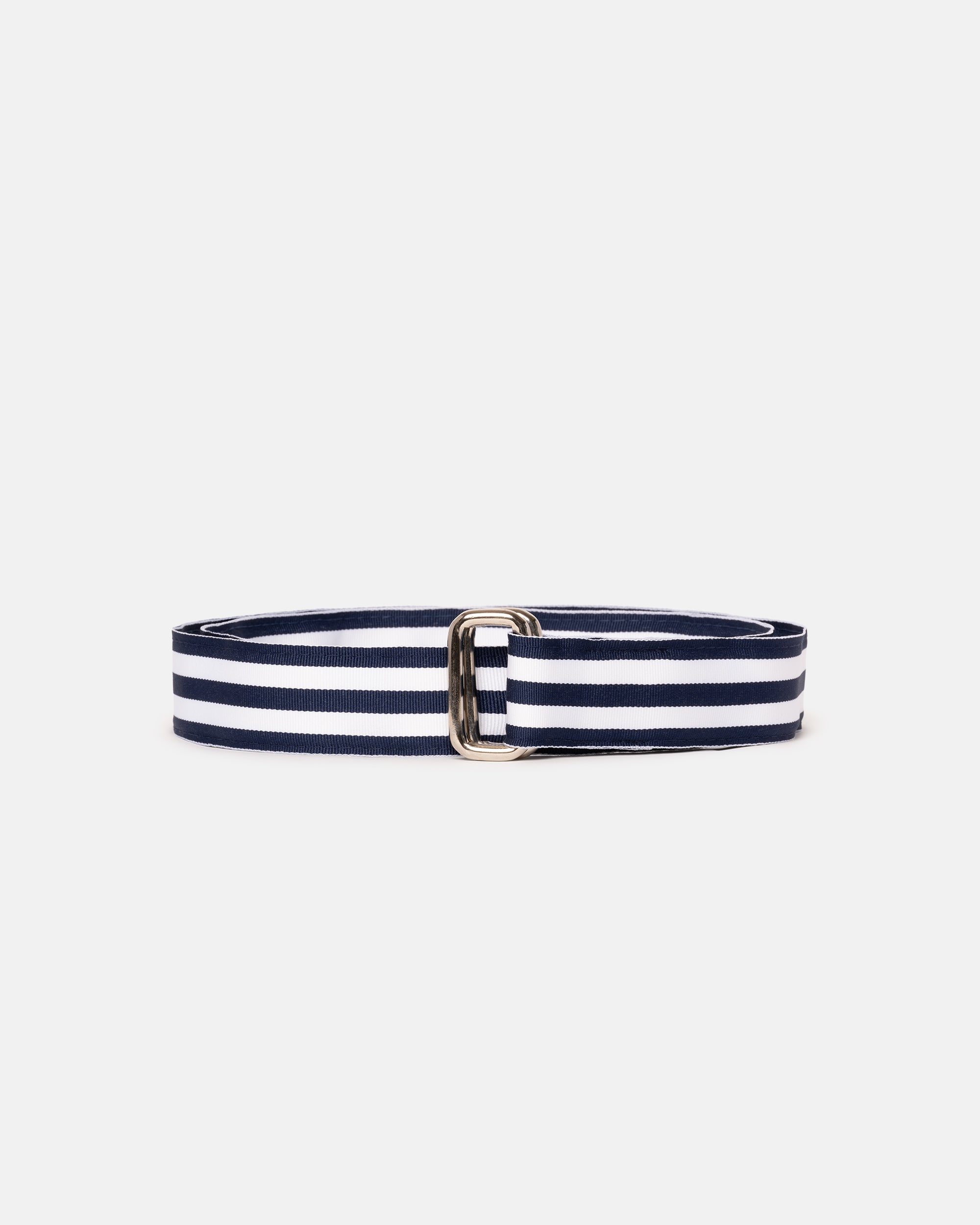 Made-in-USA Navy & White Striped Grosgrain Ribbon Belt