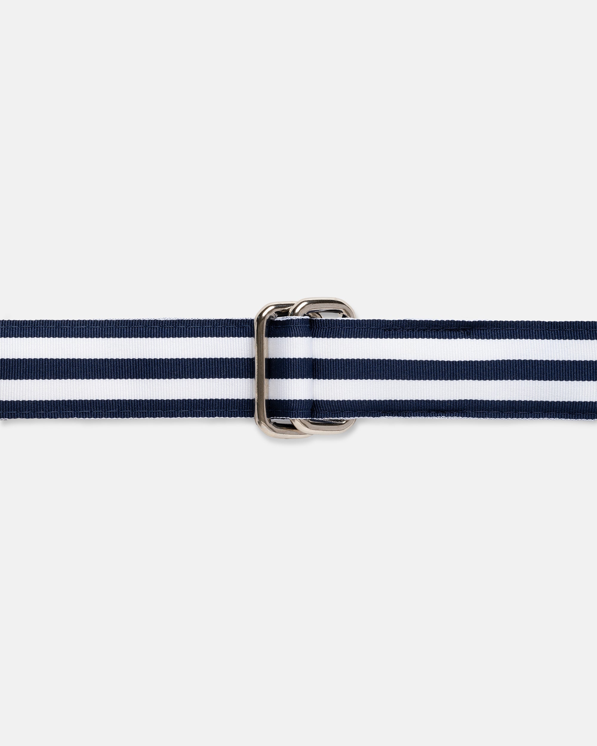 Made-in-USA Navy & White Striped Grosgrain Ribbon Belt