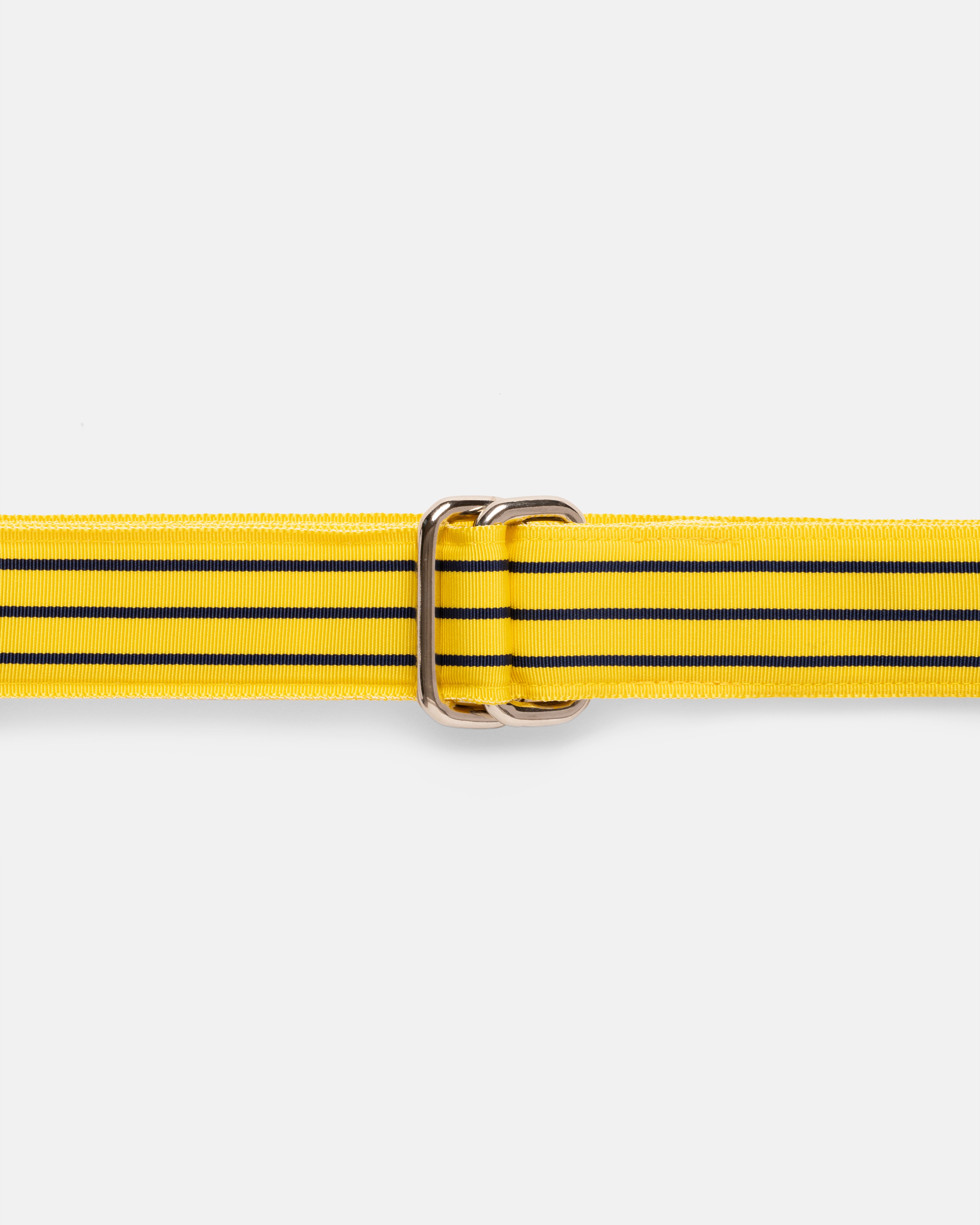 Made-in-USA Yellow & Navy Striped Grosgrain Ribbon Belt