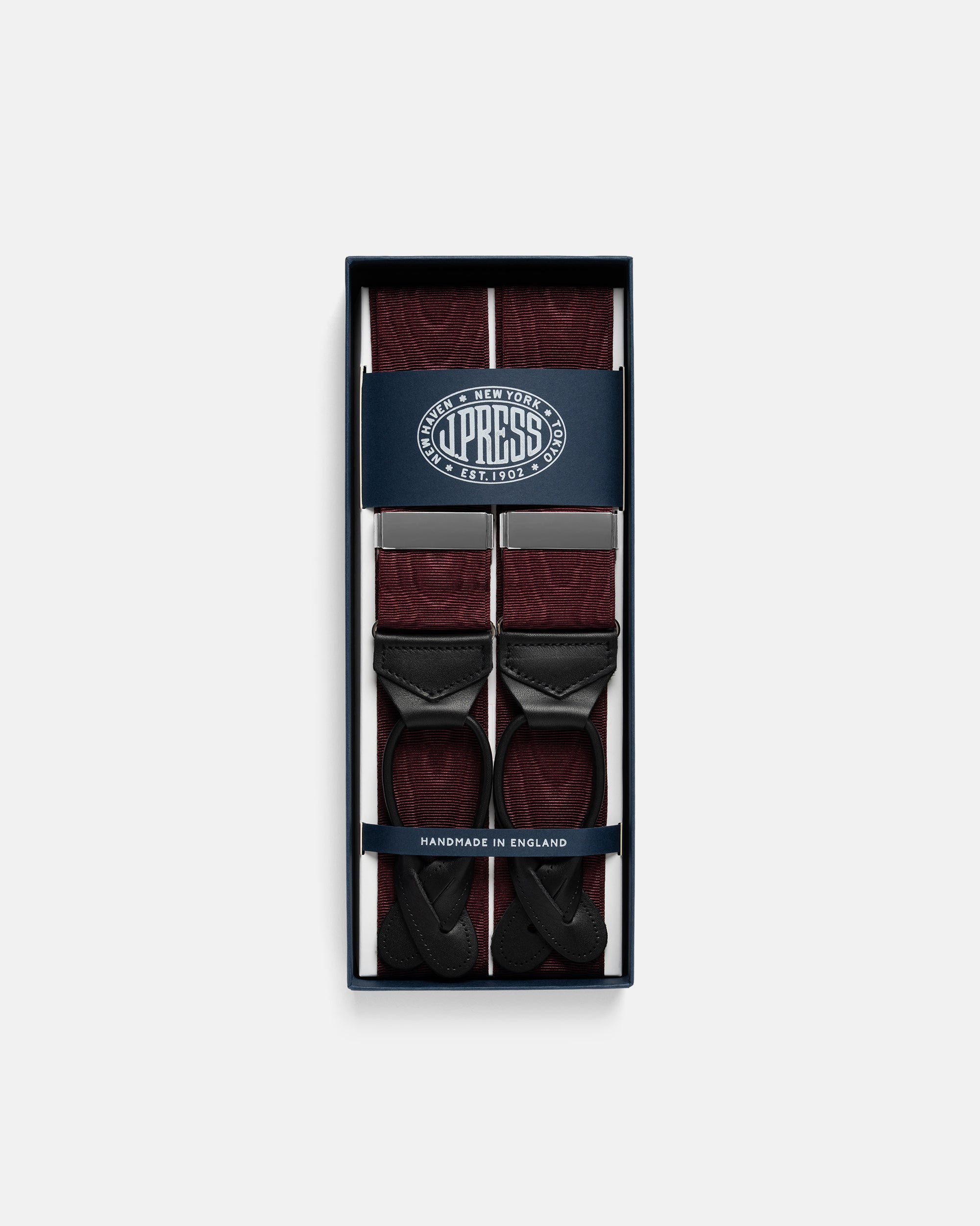 Made-in-England Wine Silk Moire Braces