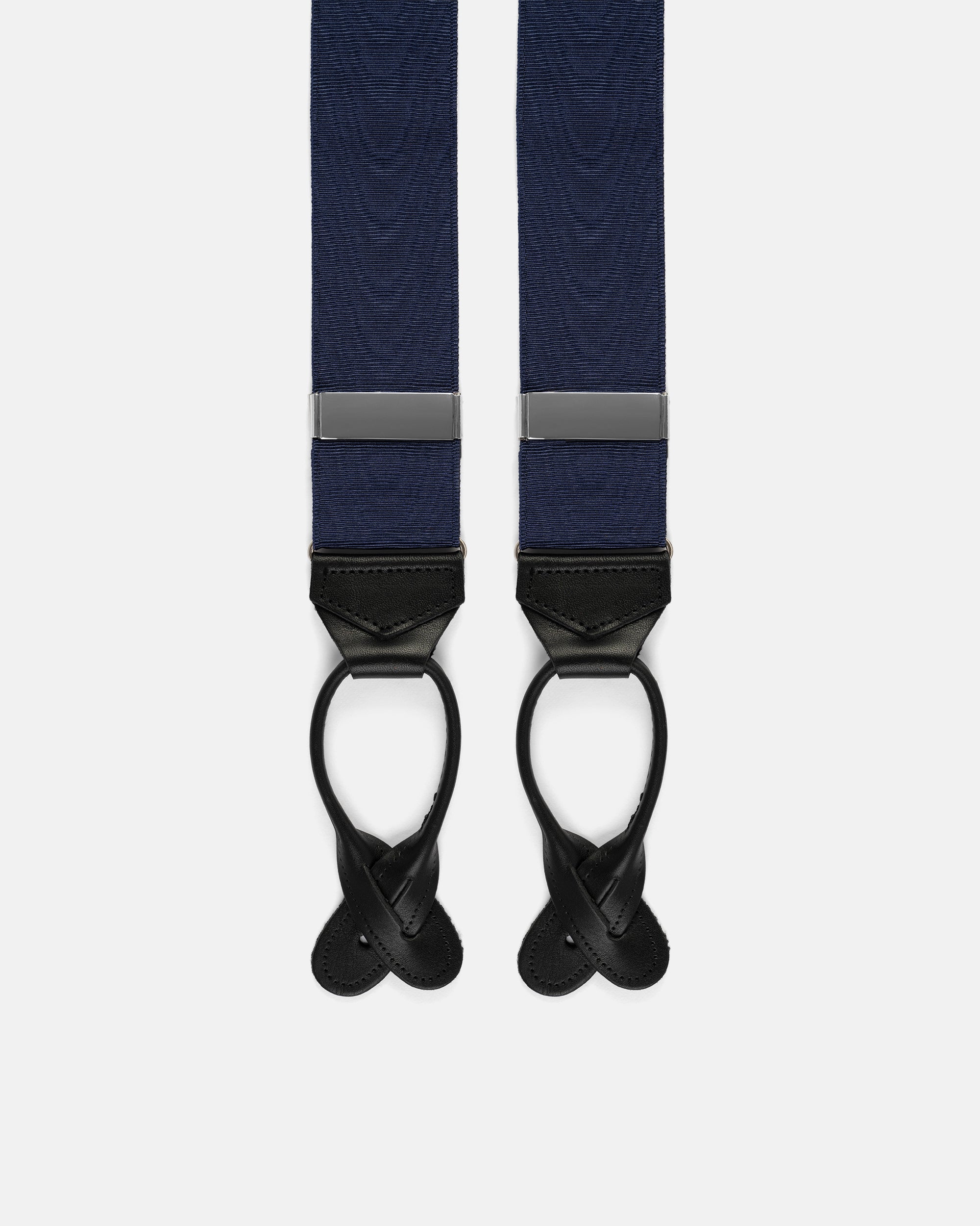 Made-in-England Navy Silk Moire Braces