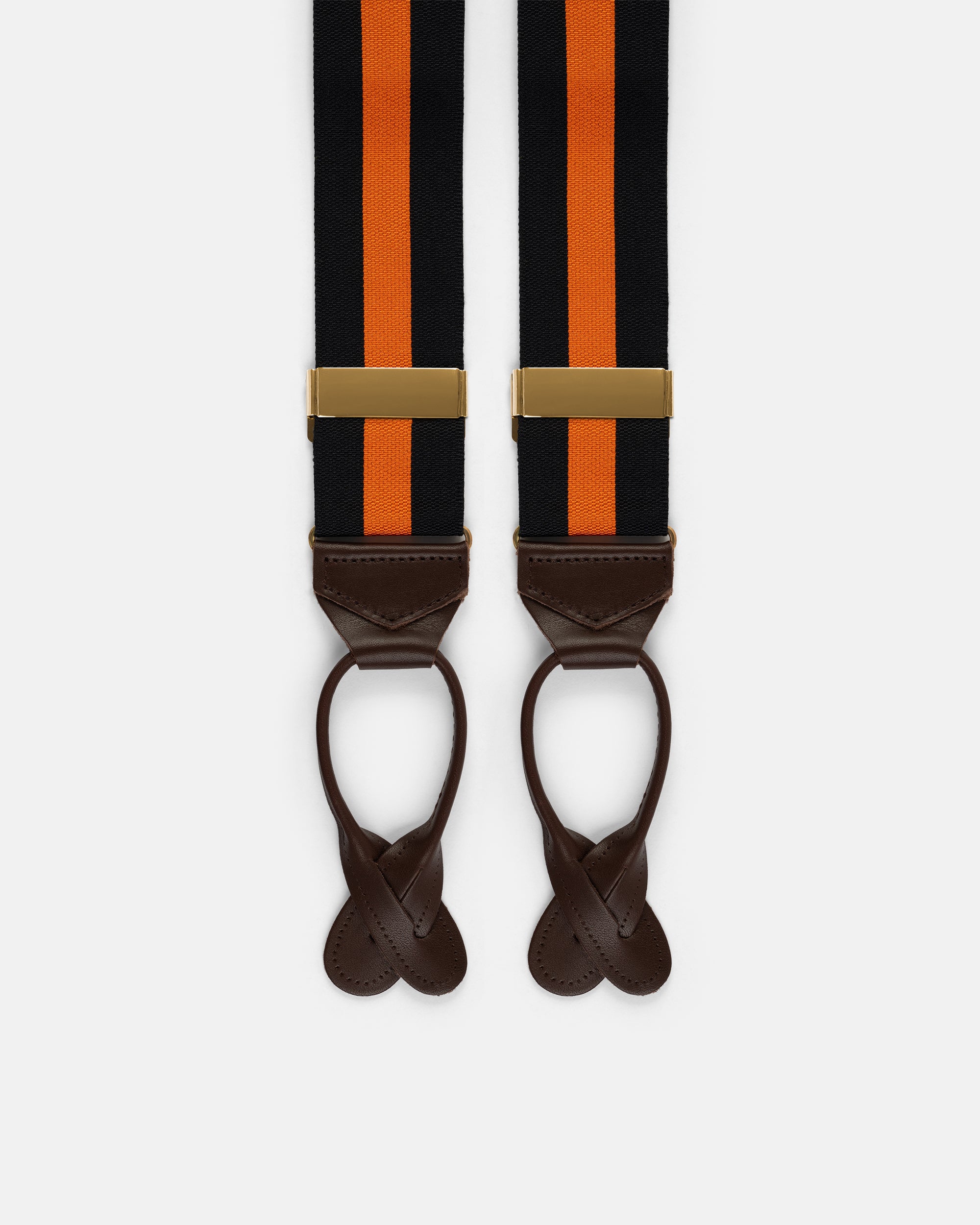 Made-in-England Black & Orange Striped Barathea Braces