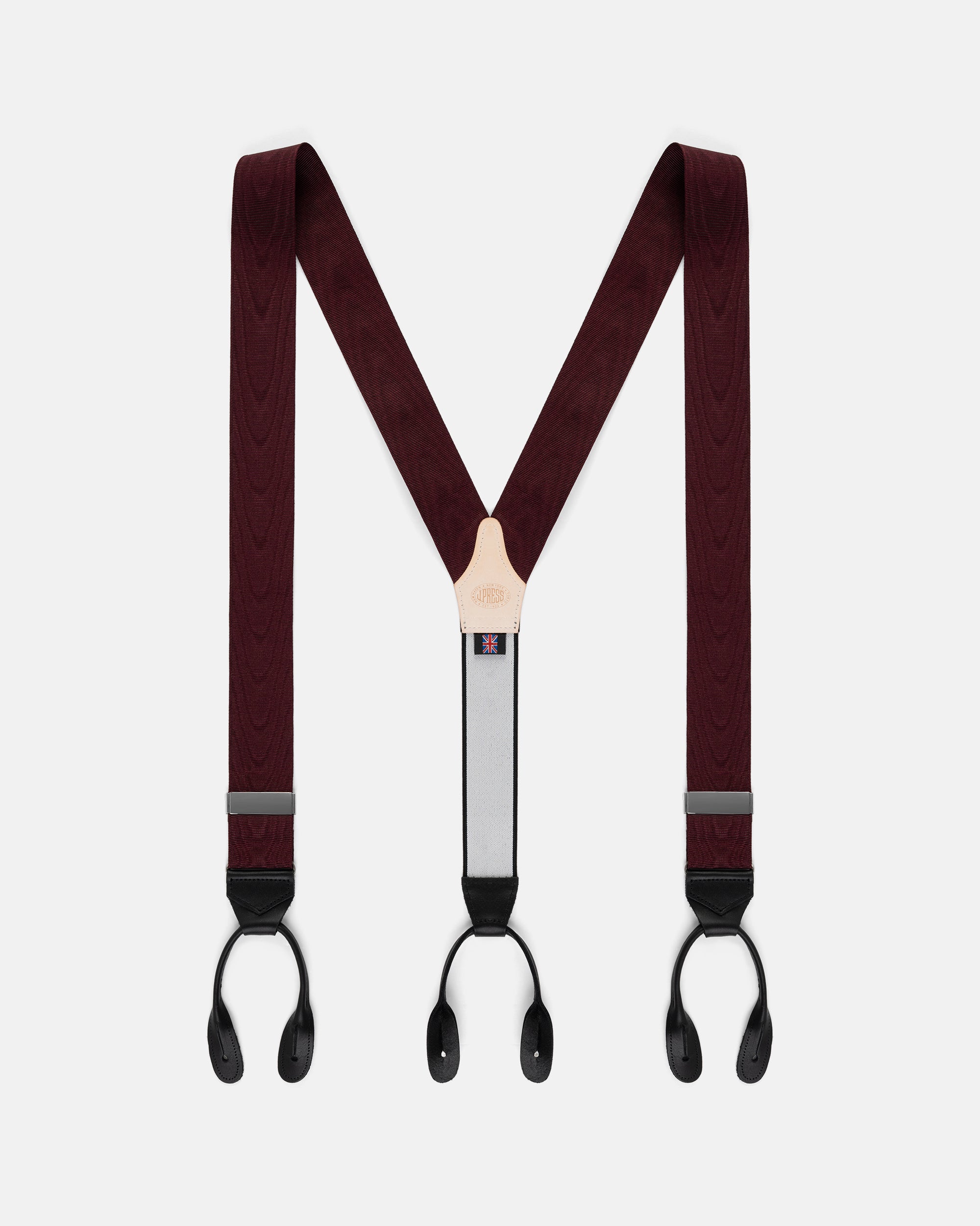 Made-in-England Wine Silk Moire Braces
