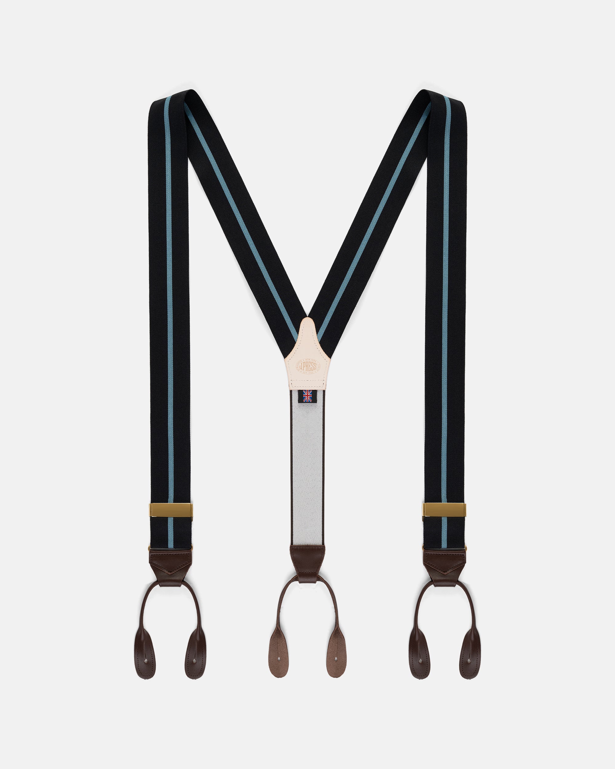 Made-in-England Navy & Light Blue Striped Barathea Braces