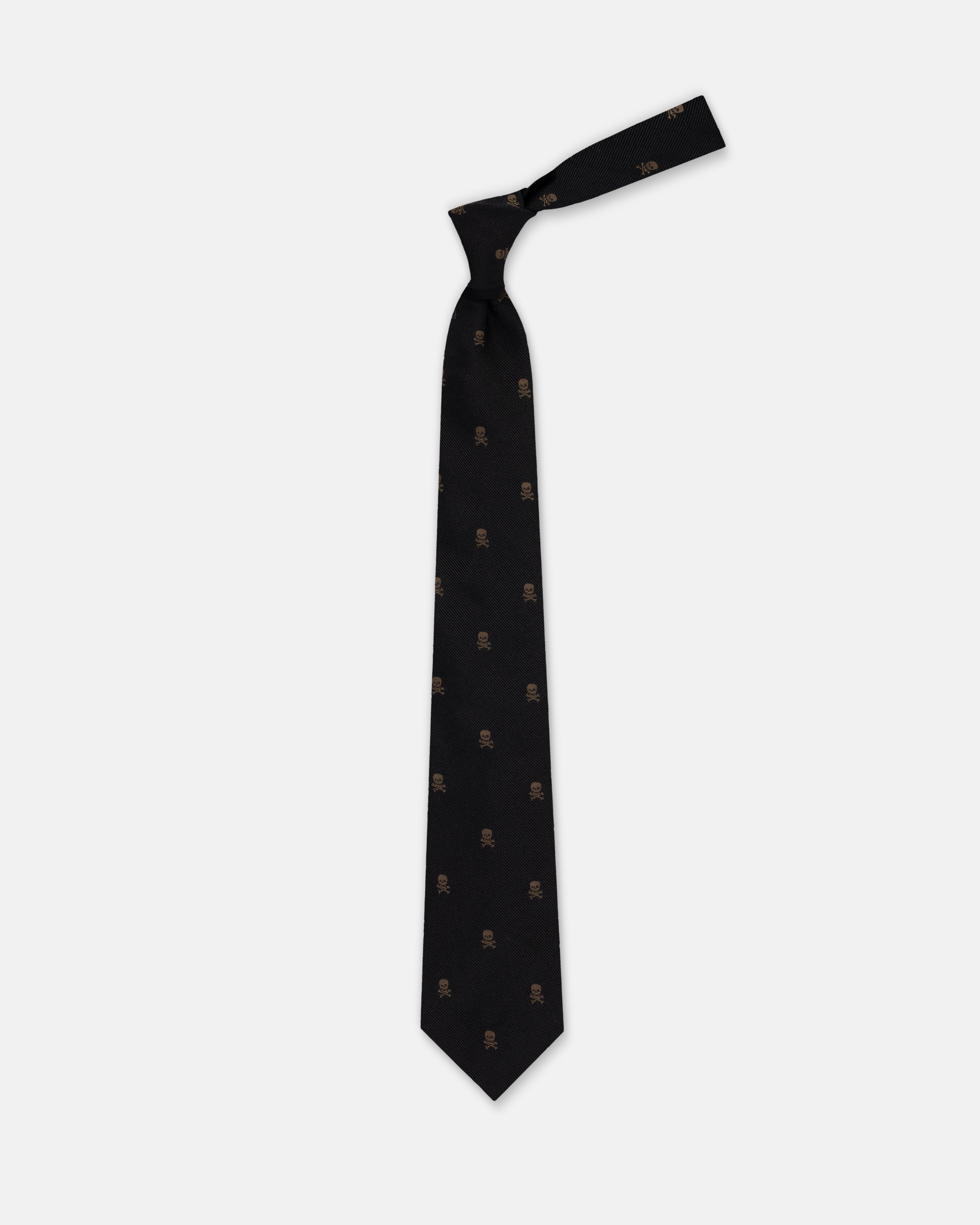 Made-in-USA Black and Buff Skull & Bones Club Tie