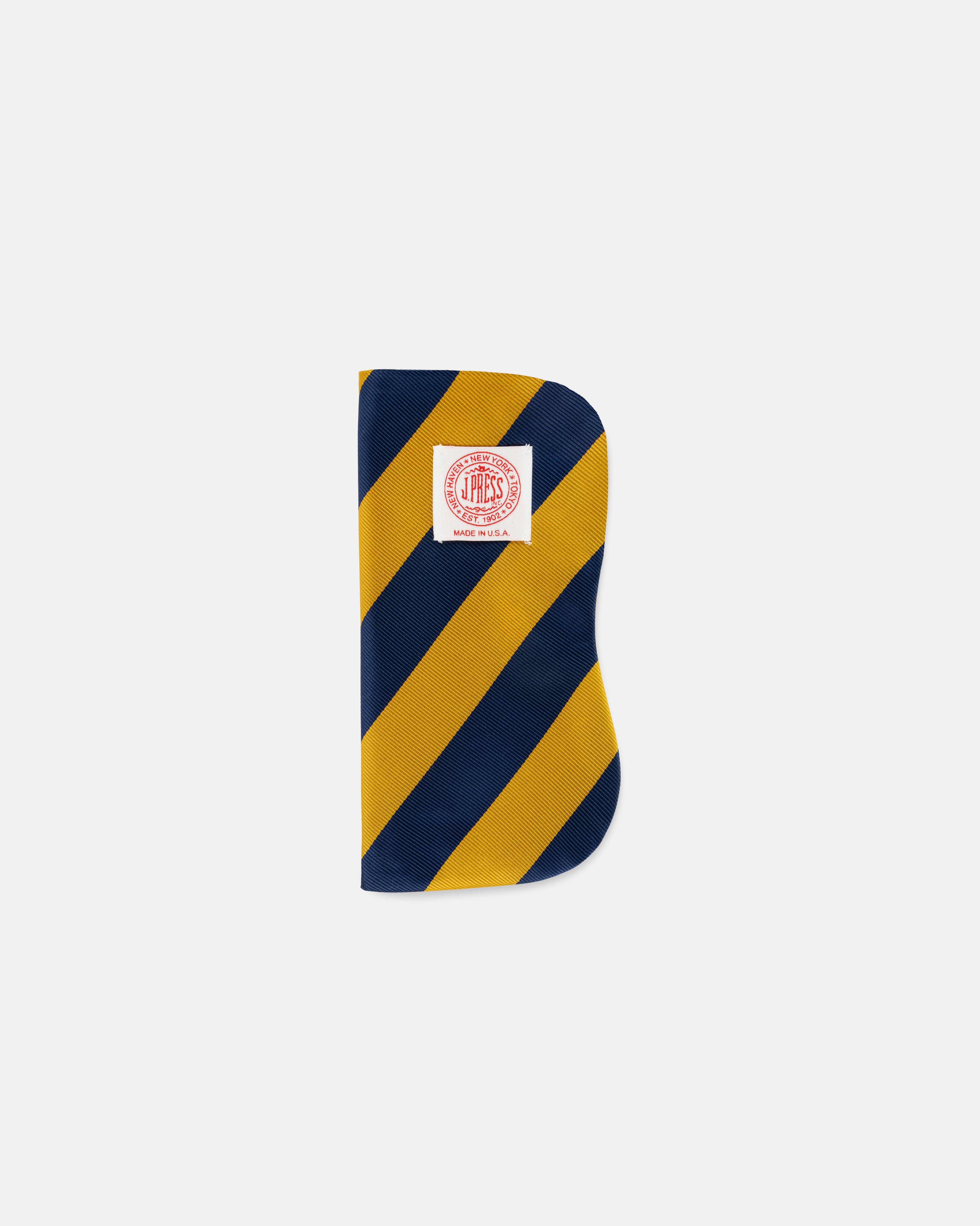 Navy/Yellow Repp Stripe Silk Eyeglass Case