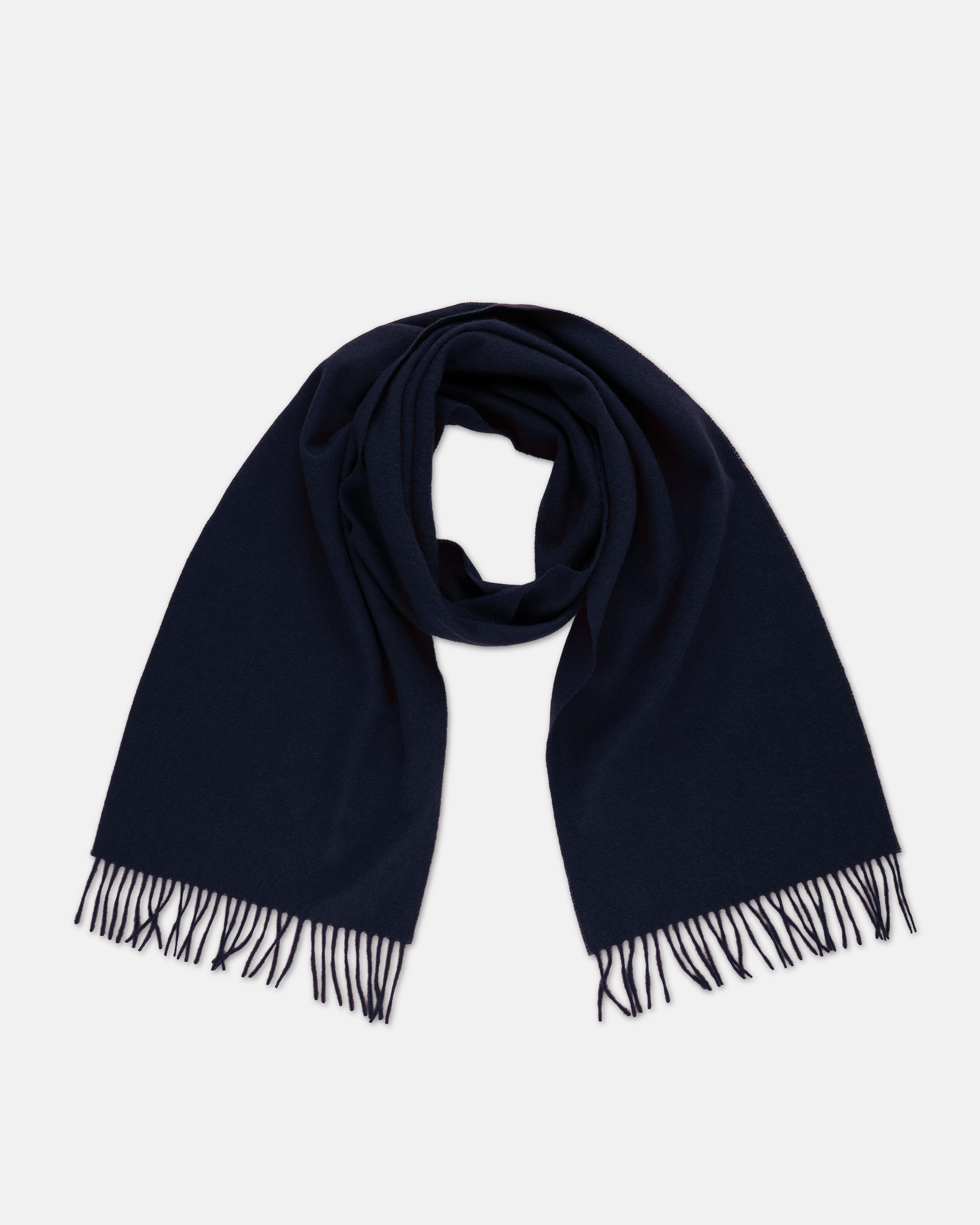 Made-in-Scotland Solid Navy Cashmere Muffler