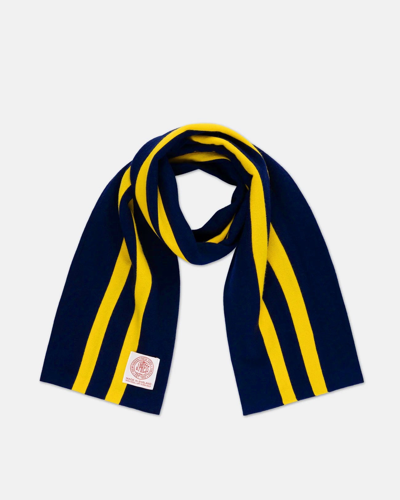 Made-in-England Navy & Yellow Wool Schoolboy Muffler
