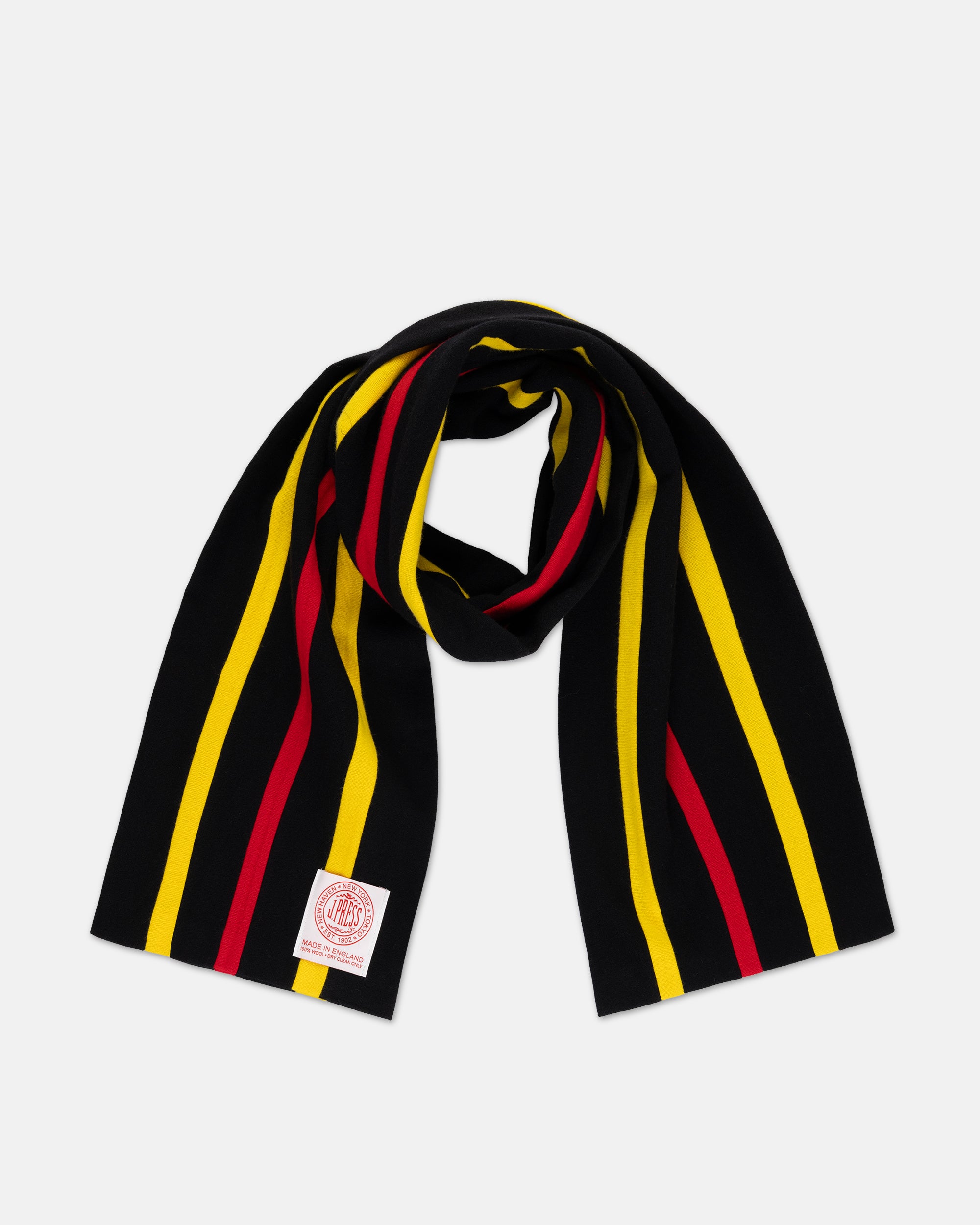Made-in-England Black, Yellow & Red Wool Schoolboy Muffler