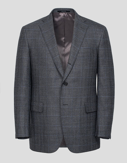 LIGHT GREY HERRINGBONE WITH BLUE PANE SUIT