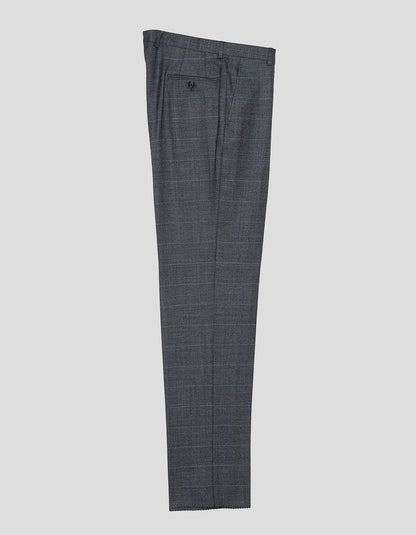 LIGHT GREY HERRINGBONE WITH BLUE PANE SUIT