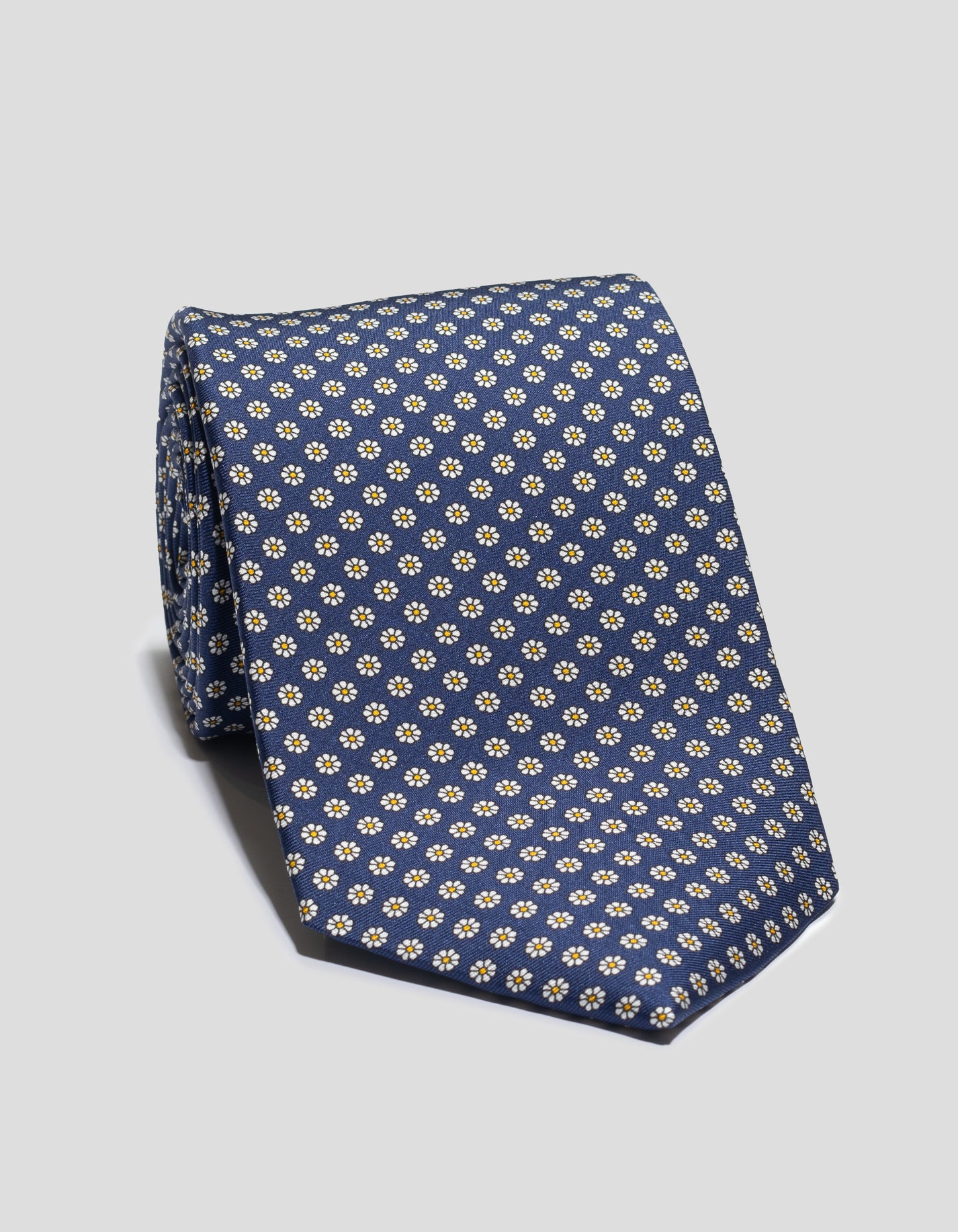 PRINTED FOULARD TIE - NAVY