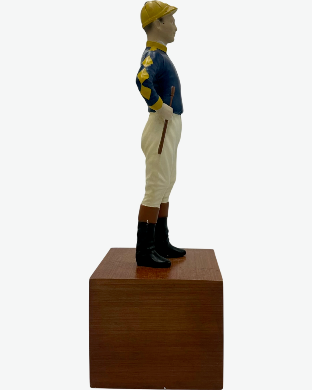 Vintage Equestrian Jockey Bookend Blue Yellow
