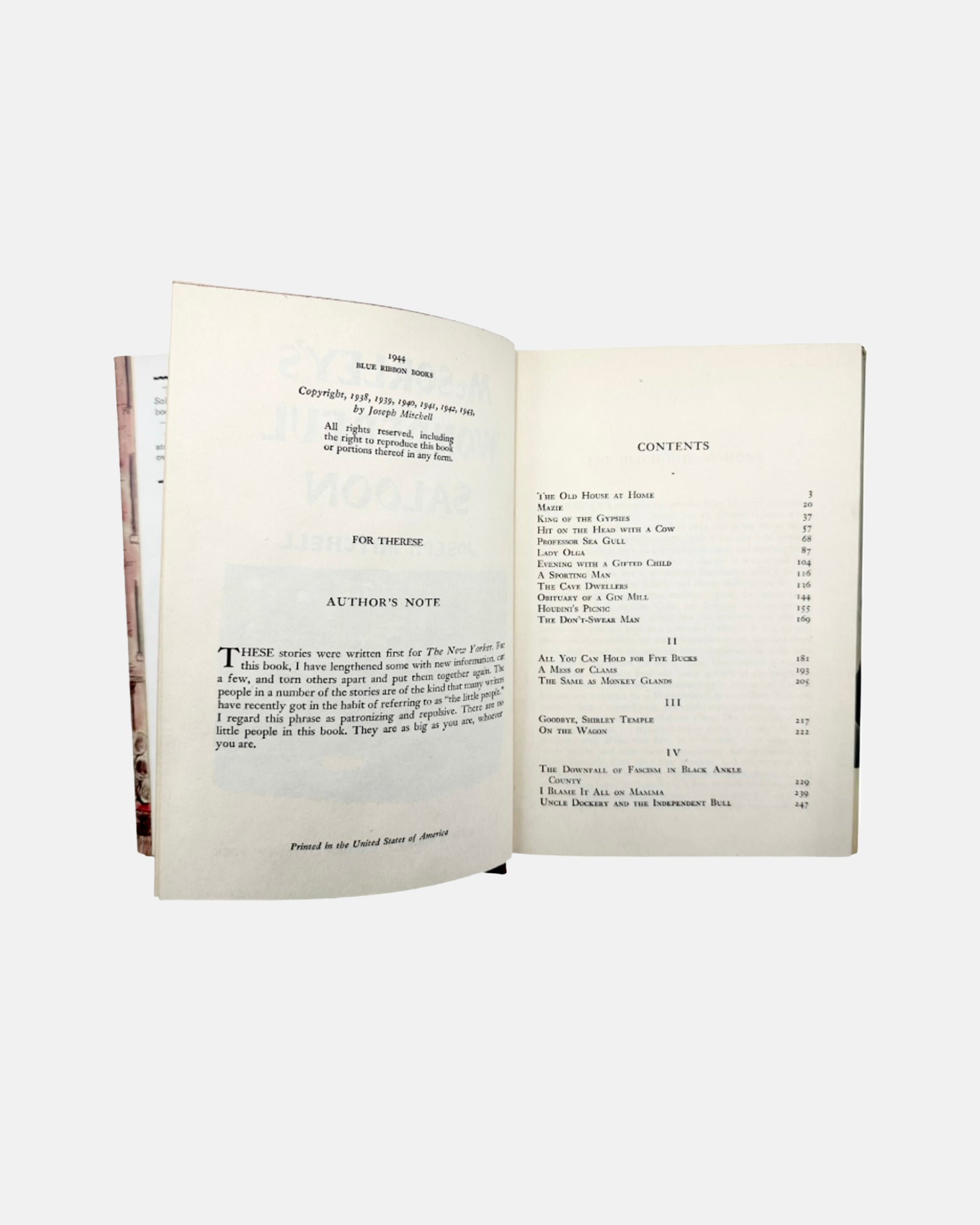 McSorley's Wonderful Saloon by Joseph Mitchell 1943 Book