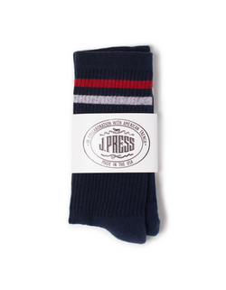 J. Press x American Trench Socks - Navy Tennis Stripe