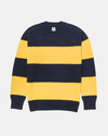 Yellow & Navy Rugby Stripe Crewneck Wool Sweater - Trim Fit