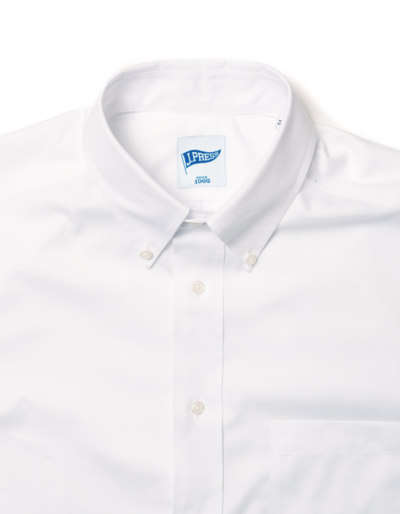 WHITE PINPOINT BUTTON DOWN COLLAR SHIRT - TRIM FIT