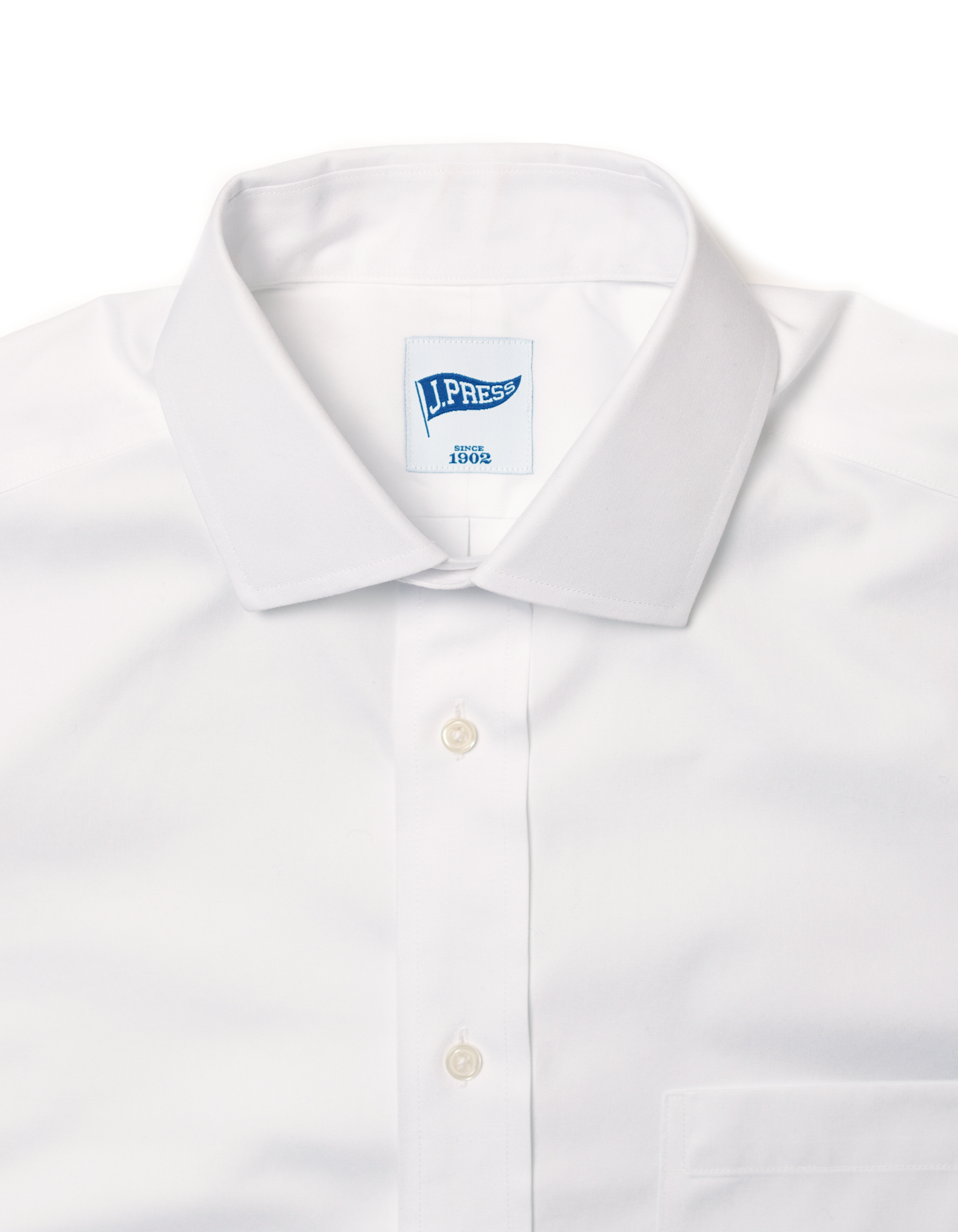 WHITE PINPOINT SPREAD COLLAR SHIRT - TRIM FIT