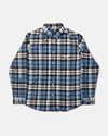 Blue & Cream Plaid Cotton Flannel Sport Shirt - Trim Fit