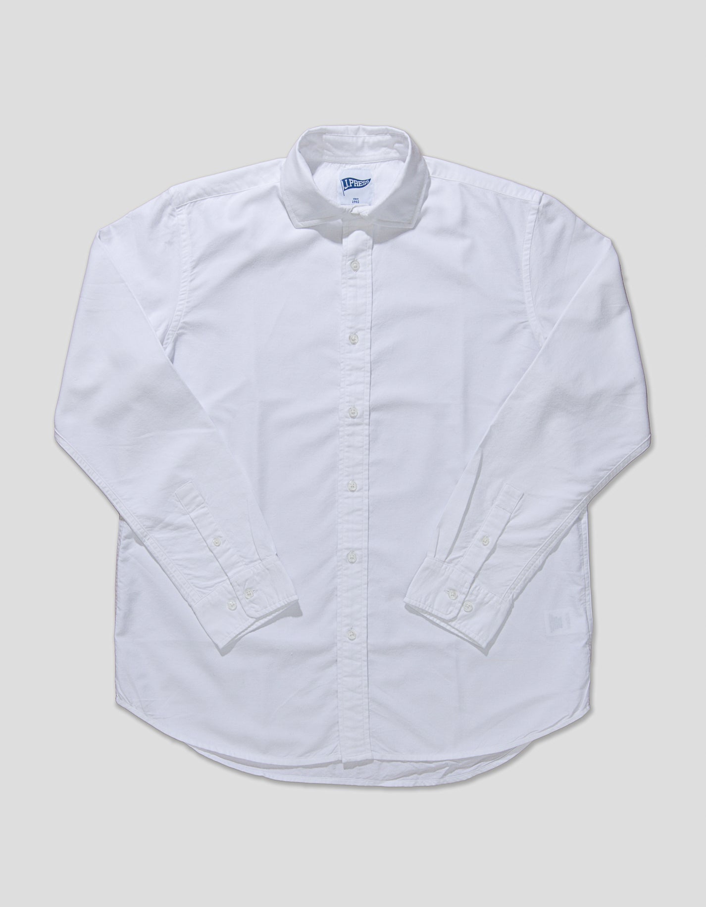 SPREAD COLLAR TRIM FIT OXFORD SHIRT - WHITE