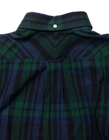 TARTAN FLANNEL SPORT SHIRT - GREEN/NAVY PLAID