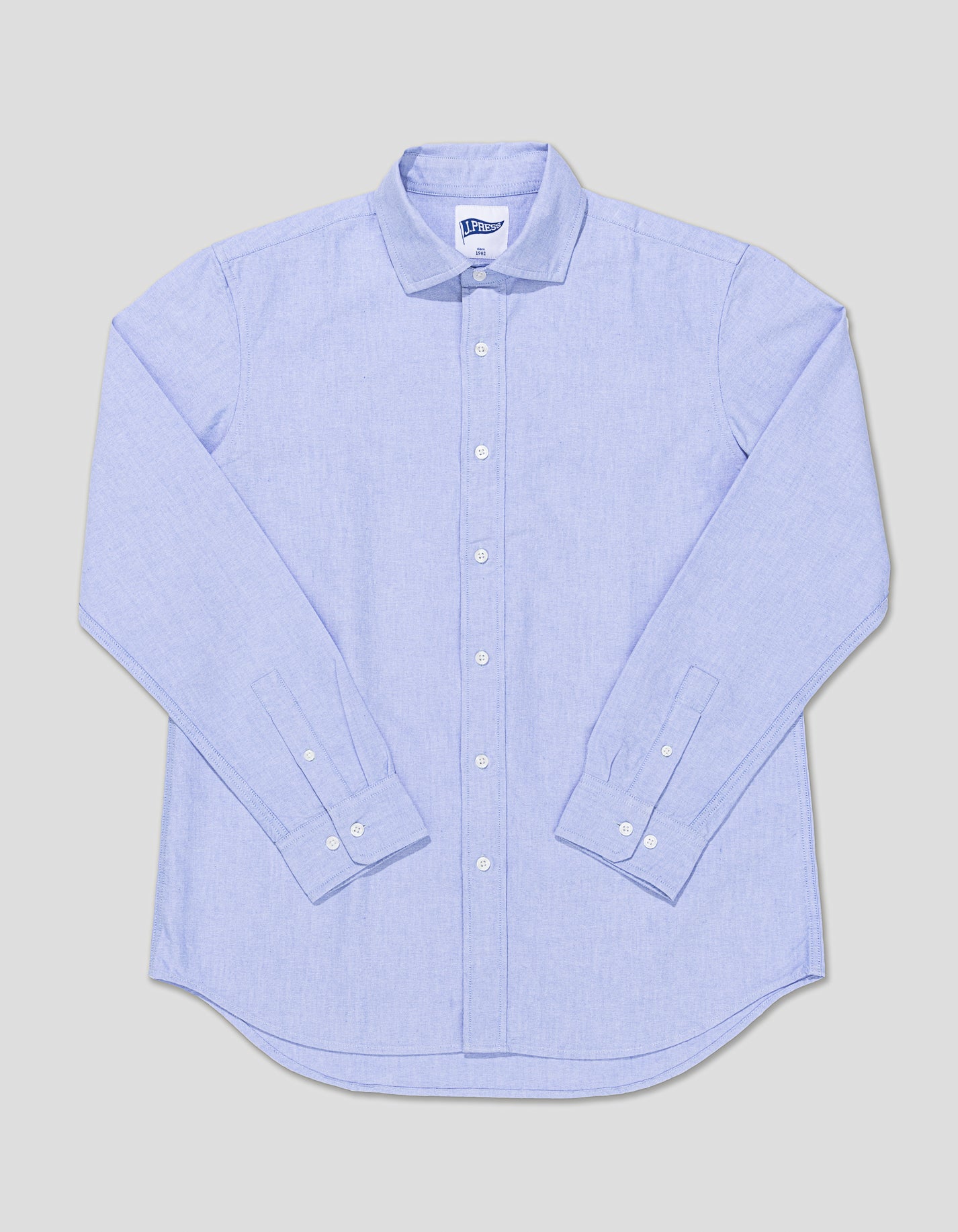 SPREAD COLLAR TRIM FIT OXFORD SHIRT - BLUE