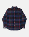 Navy Plaid Cotton Flannel Sport Shirt - Trim Fit